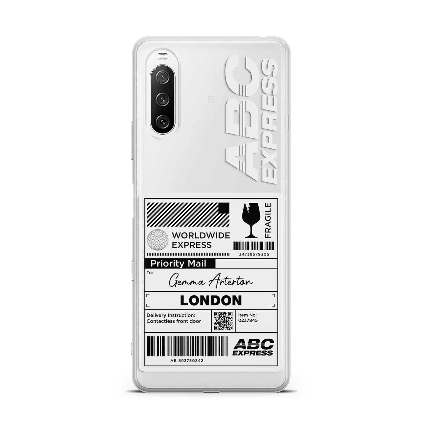 Monochrome Courier Label with Name Sony Xperia 10 III Case