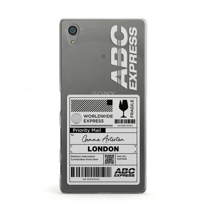 Monochrome Courier Label with Name Sony Xperia Case