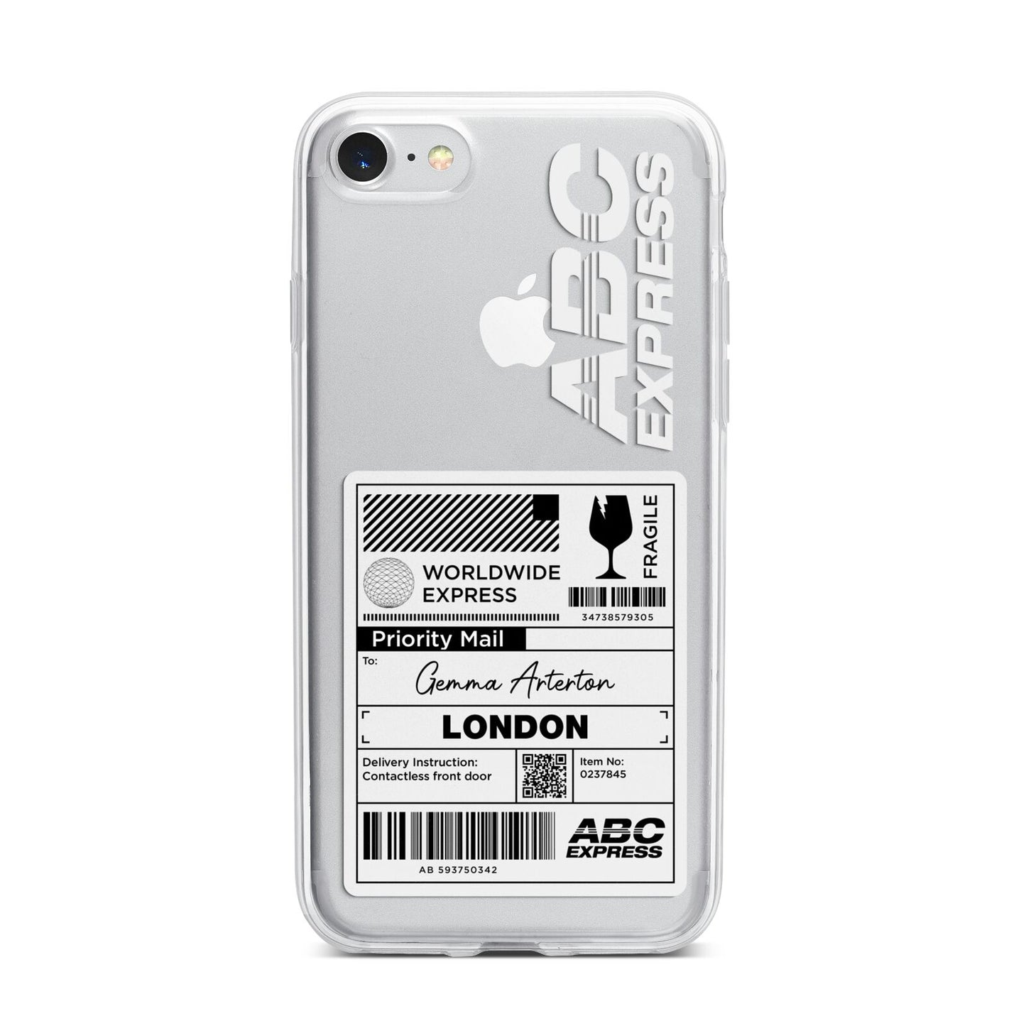 Monochrome Courier Label with Name iPhone 7 Bumper Case on Silver iPhone