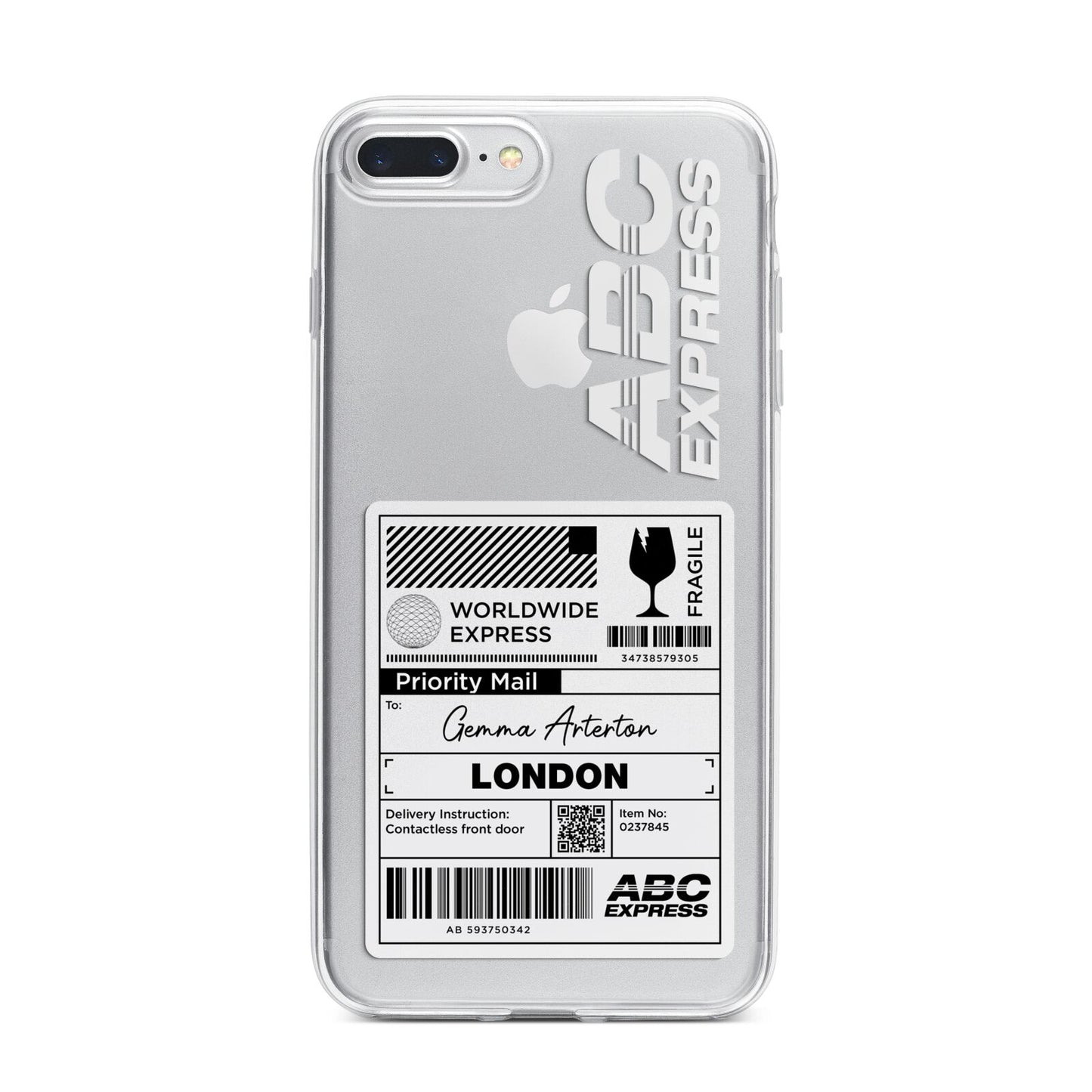 Monochrome Courier Label with Name iPhone 7 Plus Bumper Case on Silver iPhone