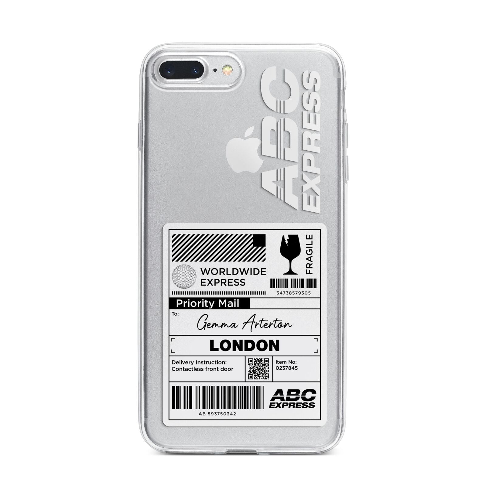 Monochrome Courier Label with Name iPhone 7 Plus Bumper Case on Silver iPhone