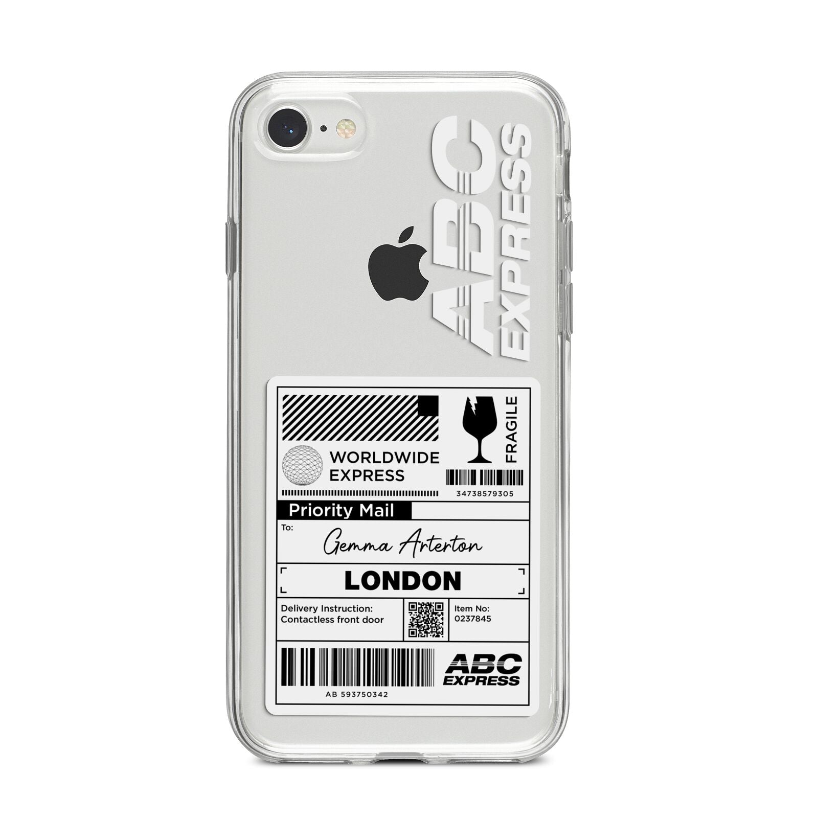 Monochrome Courier Label with Name iPhone 8 Bumper Case on Silver iPhone