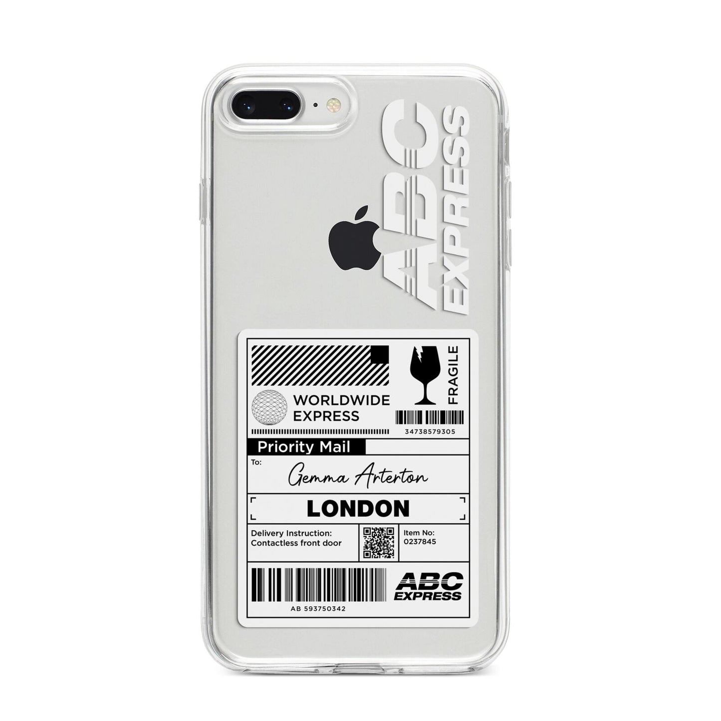 Monochrome Courier Label with Name iPhone 8 Plus Bumper Case on Silver iPhone