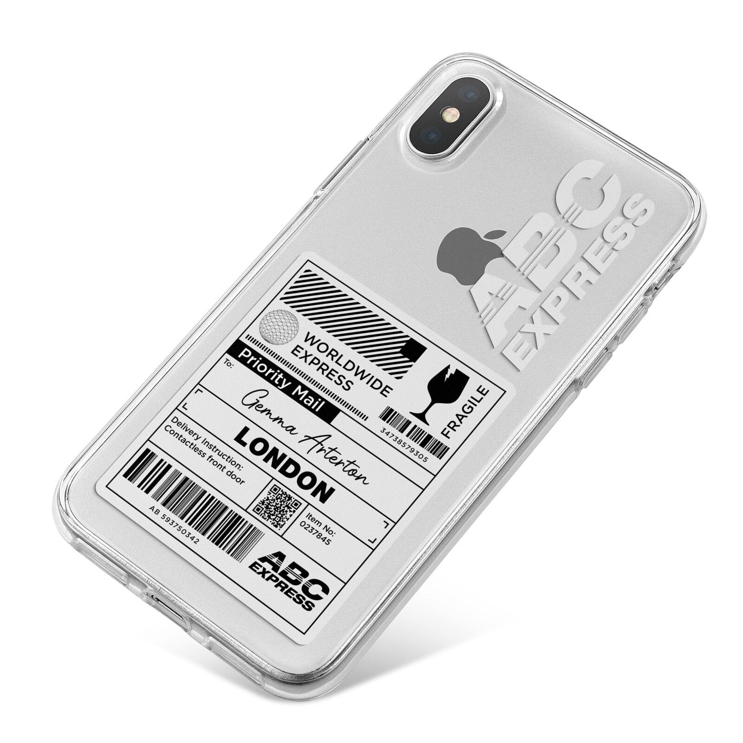 Monochrome Courier Label with Name iPhone X Bumper Case on Silver iPhone