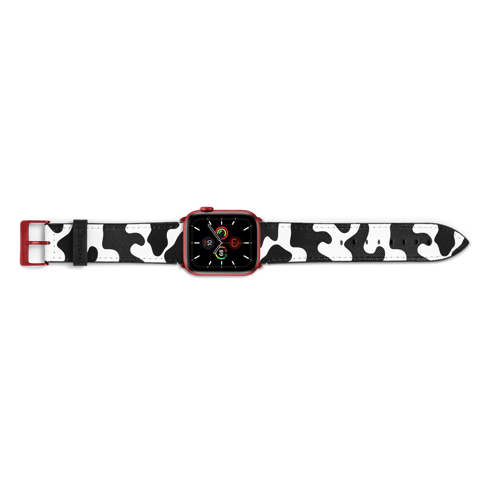 Monochrome Cow Print Apple Watch Strap Landscape Image Red Hardware