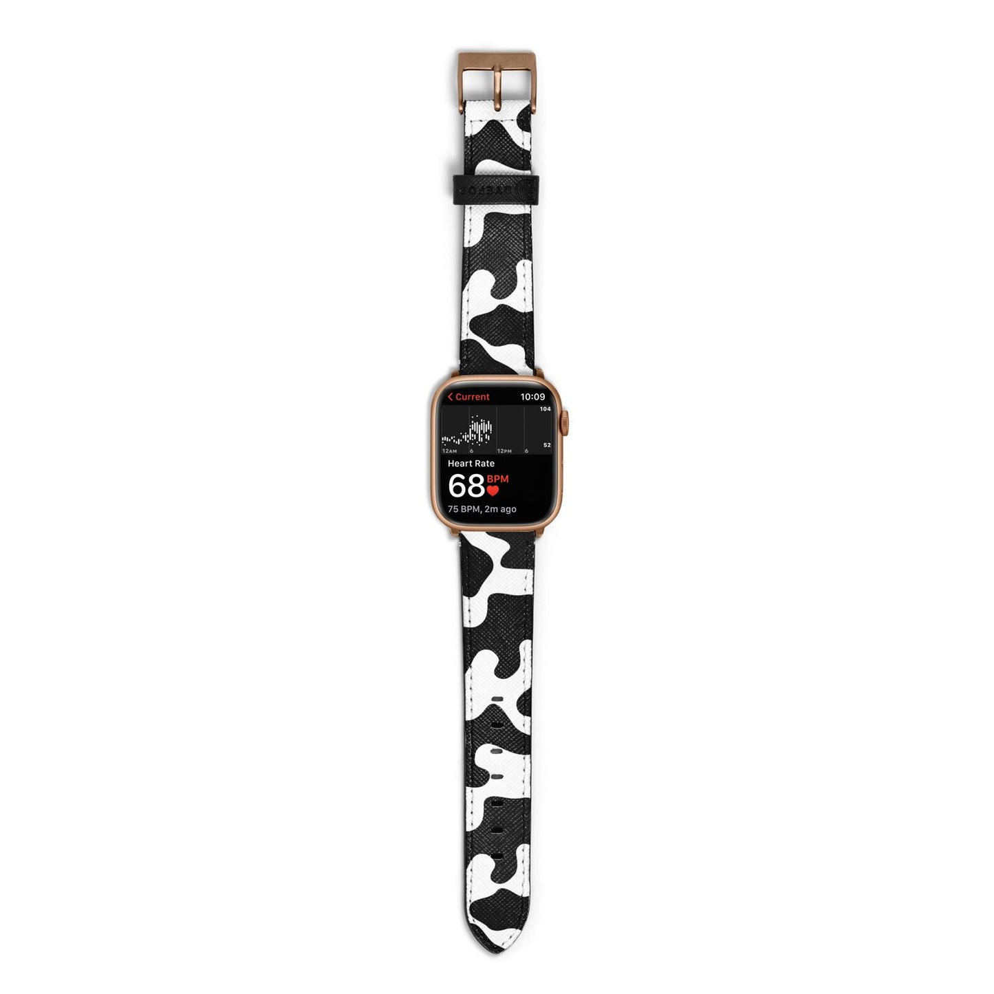 Monochrome Cow Print Apple Watch Strap Size 38mm with Gold Hardware