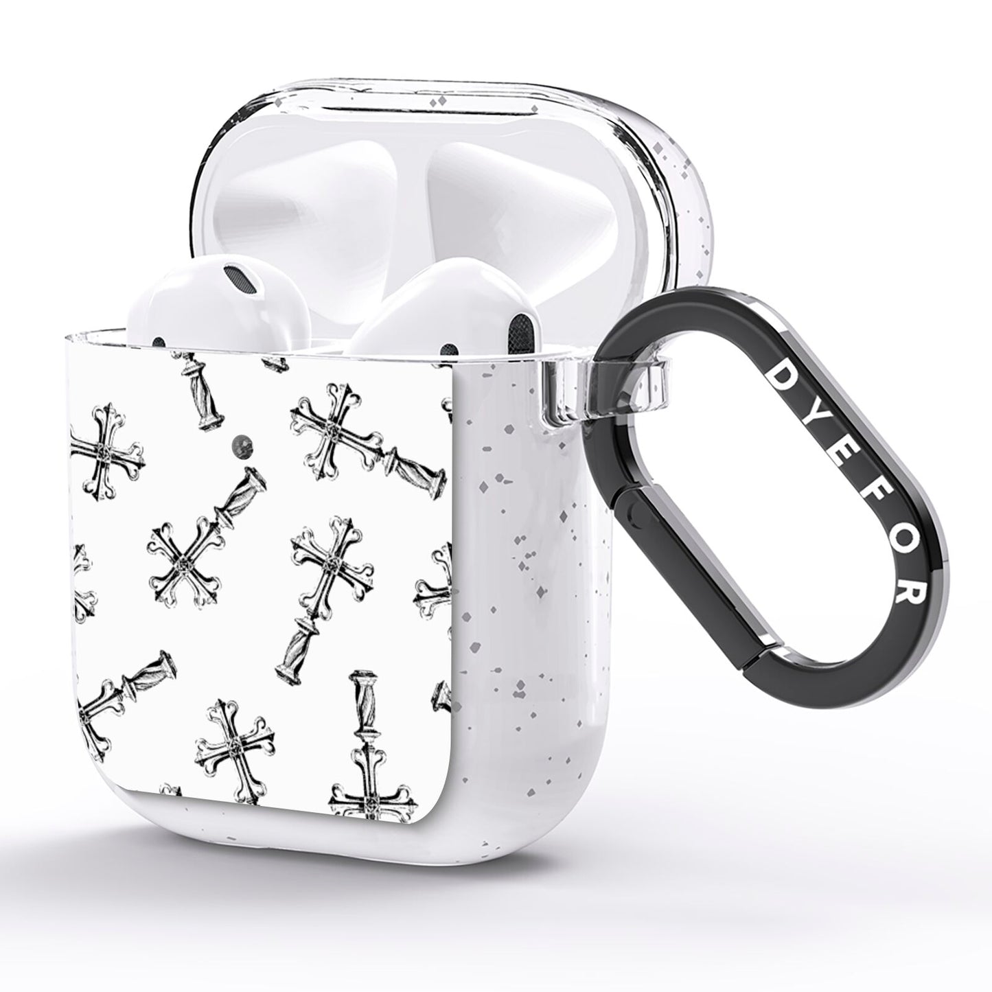 Monochrome Crosses AirPods Glitter Case Side Image