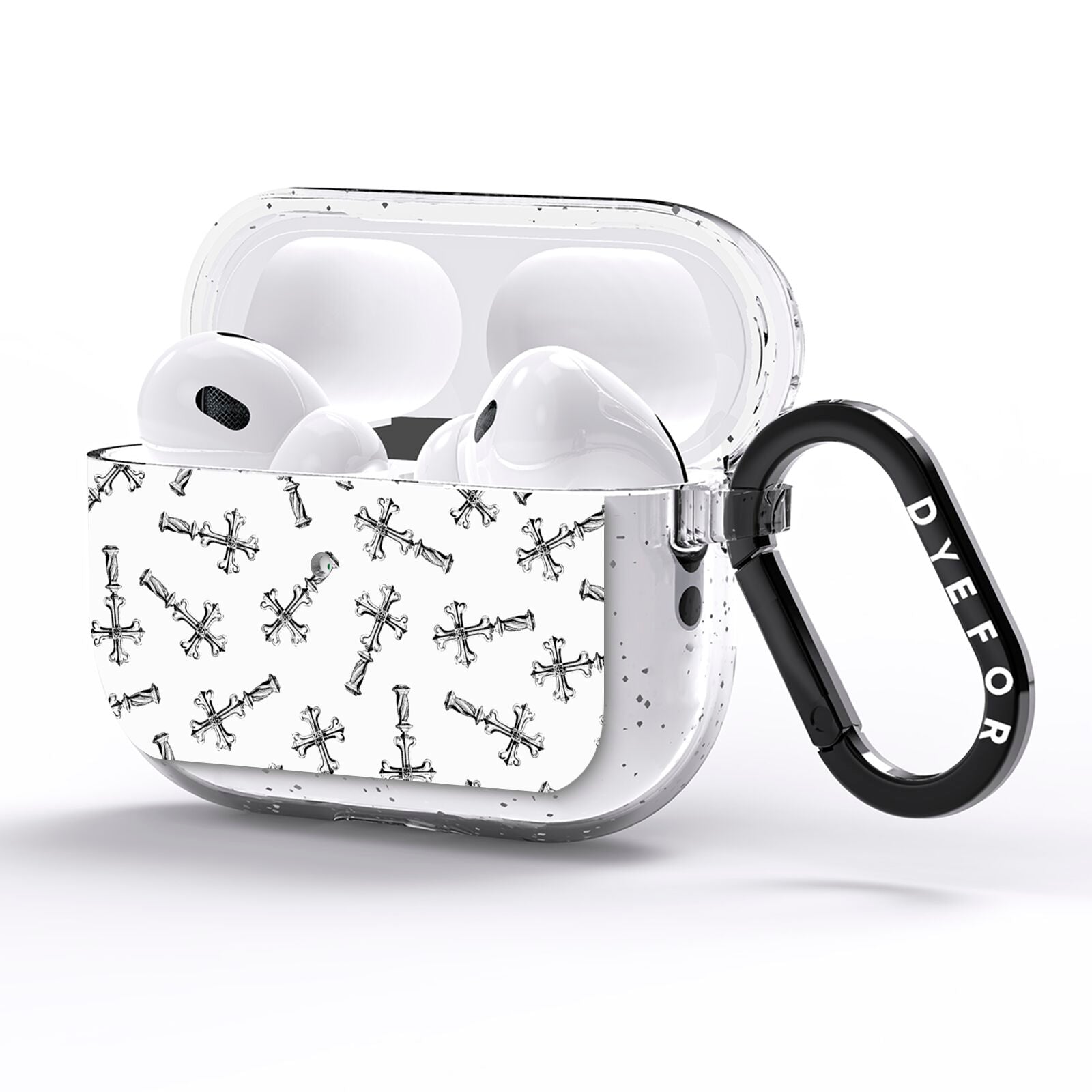 Monochrome Crosses AirPods Pro Glitter Case Side Image