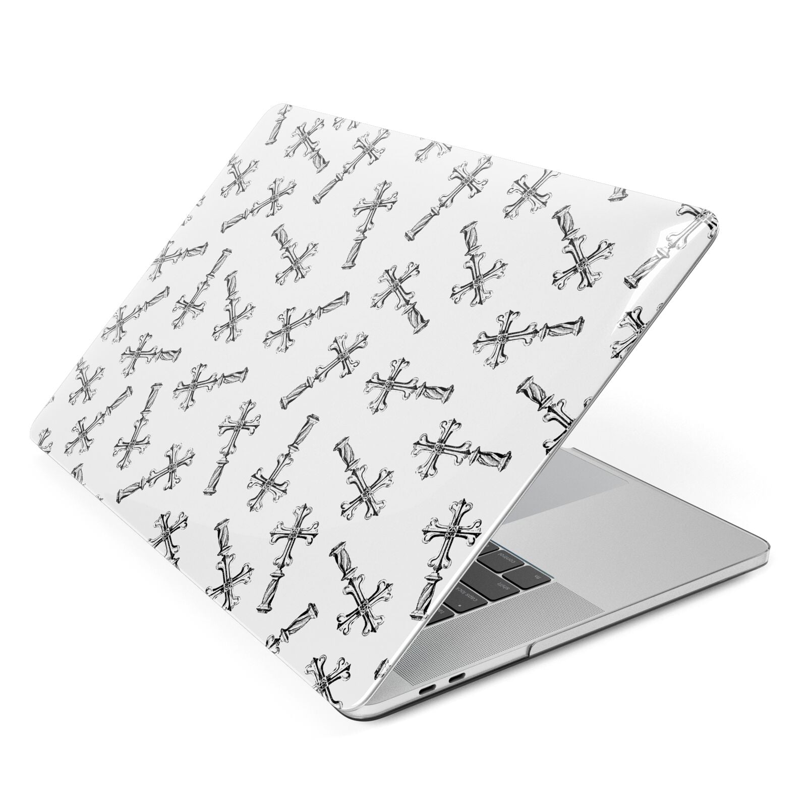 Monochrome Crosses Apple MacBook Case Side View