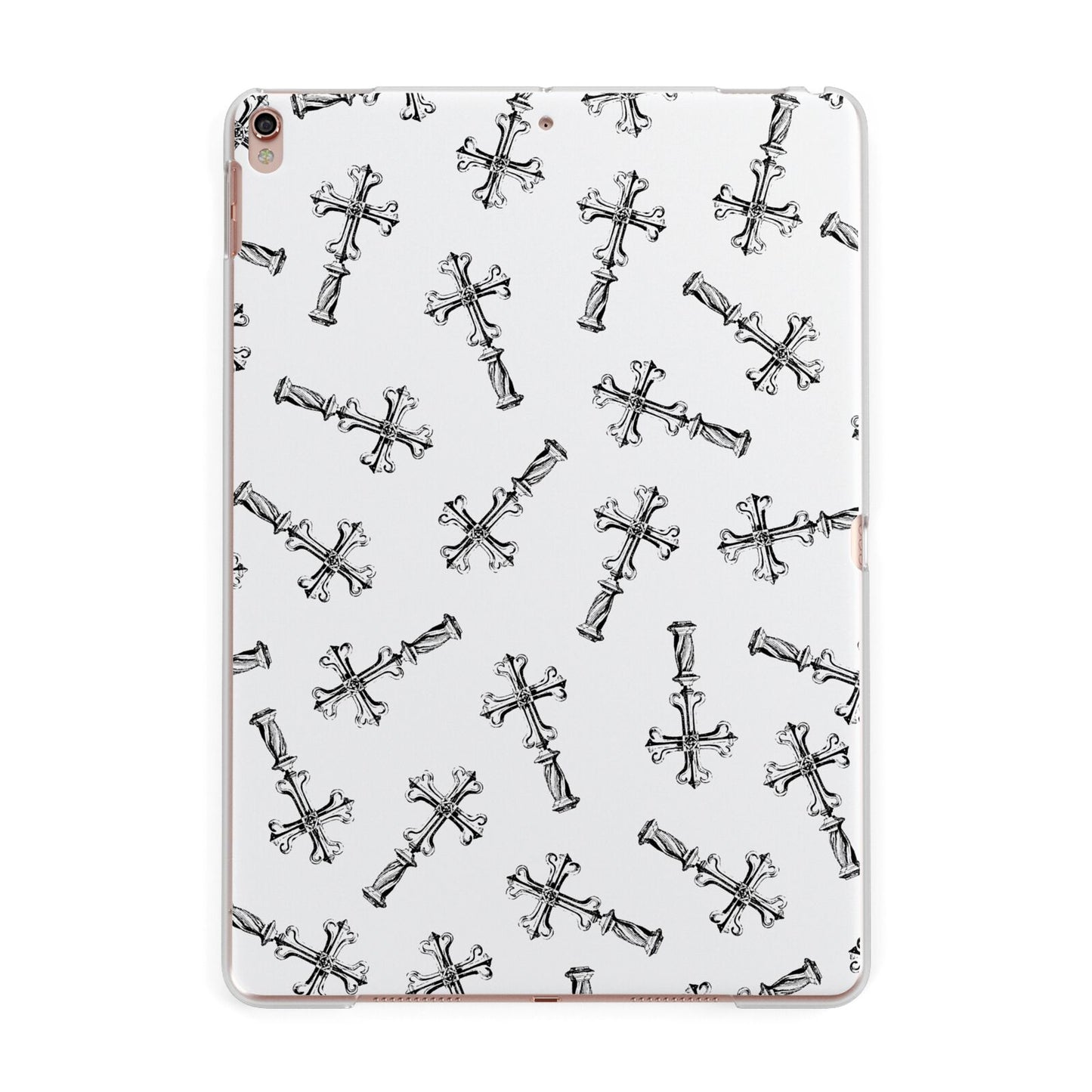 Monochrome Crosses Apple iPad Rose Gold Case