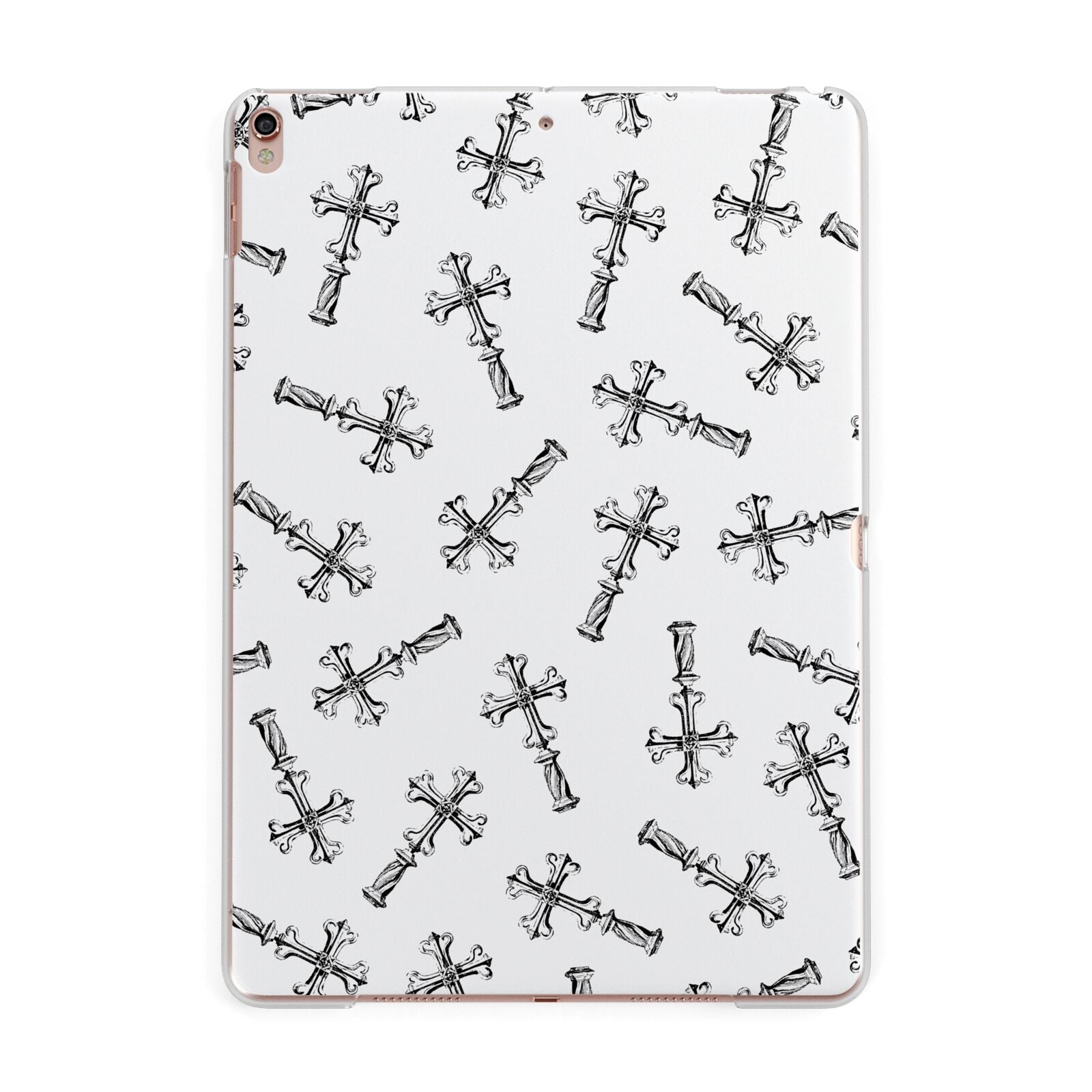 Monochrome Crosses Apple iPad Rose Gold Case