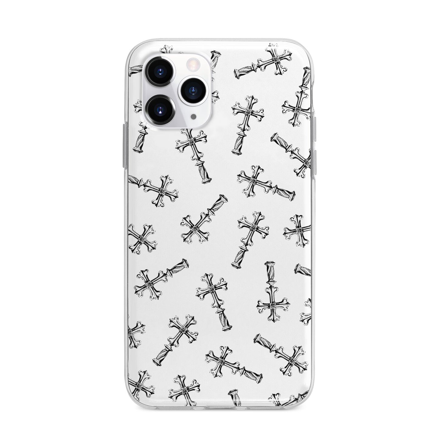 Monochrome Crosses Apple iPhone 11 Pro Max in Silver with Bumper Case