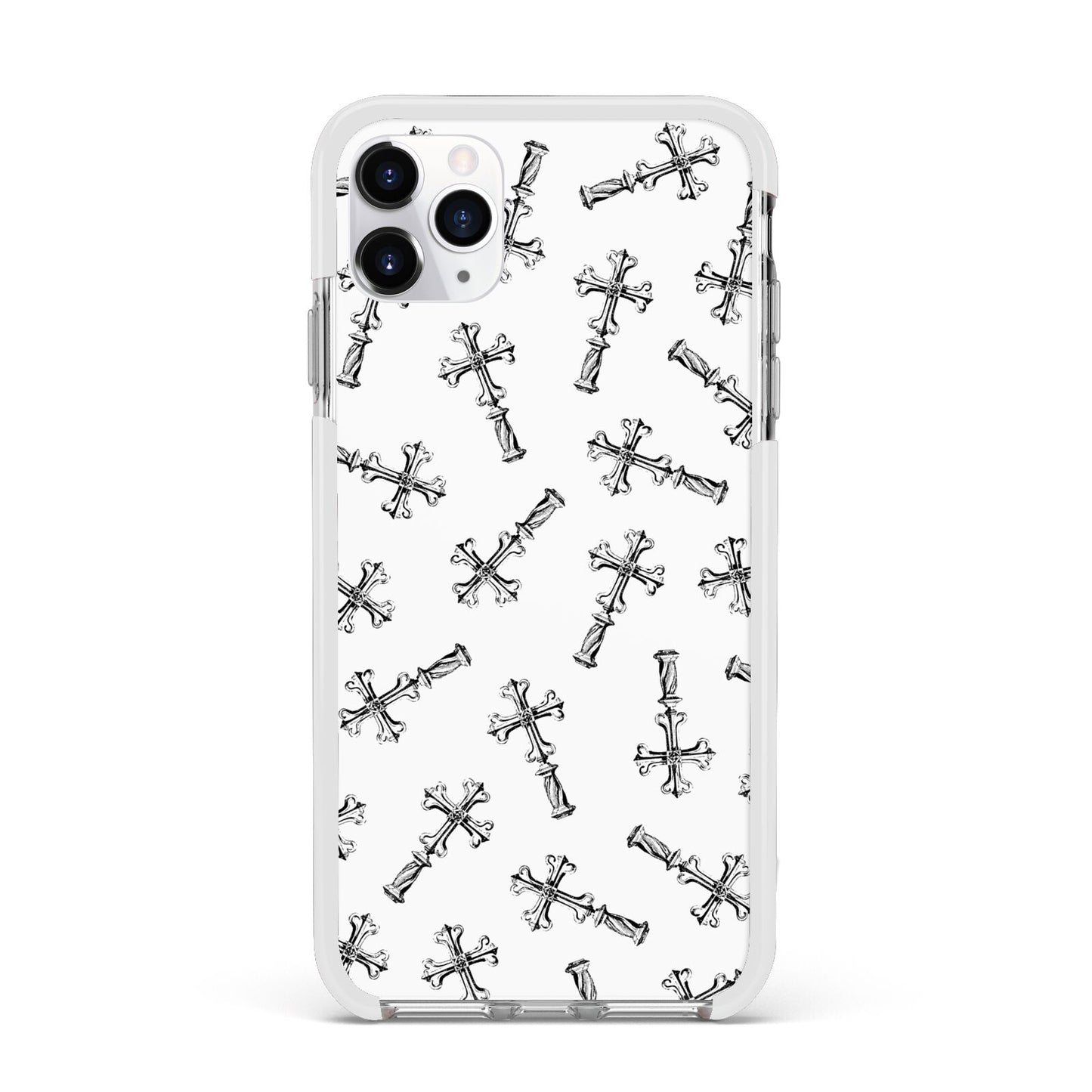 Monochrome Crosses Apple iPhone 11 Pro Max in Silver with White Impact Case