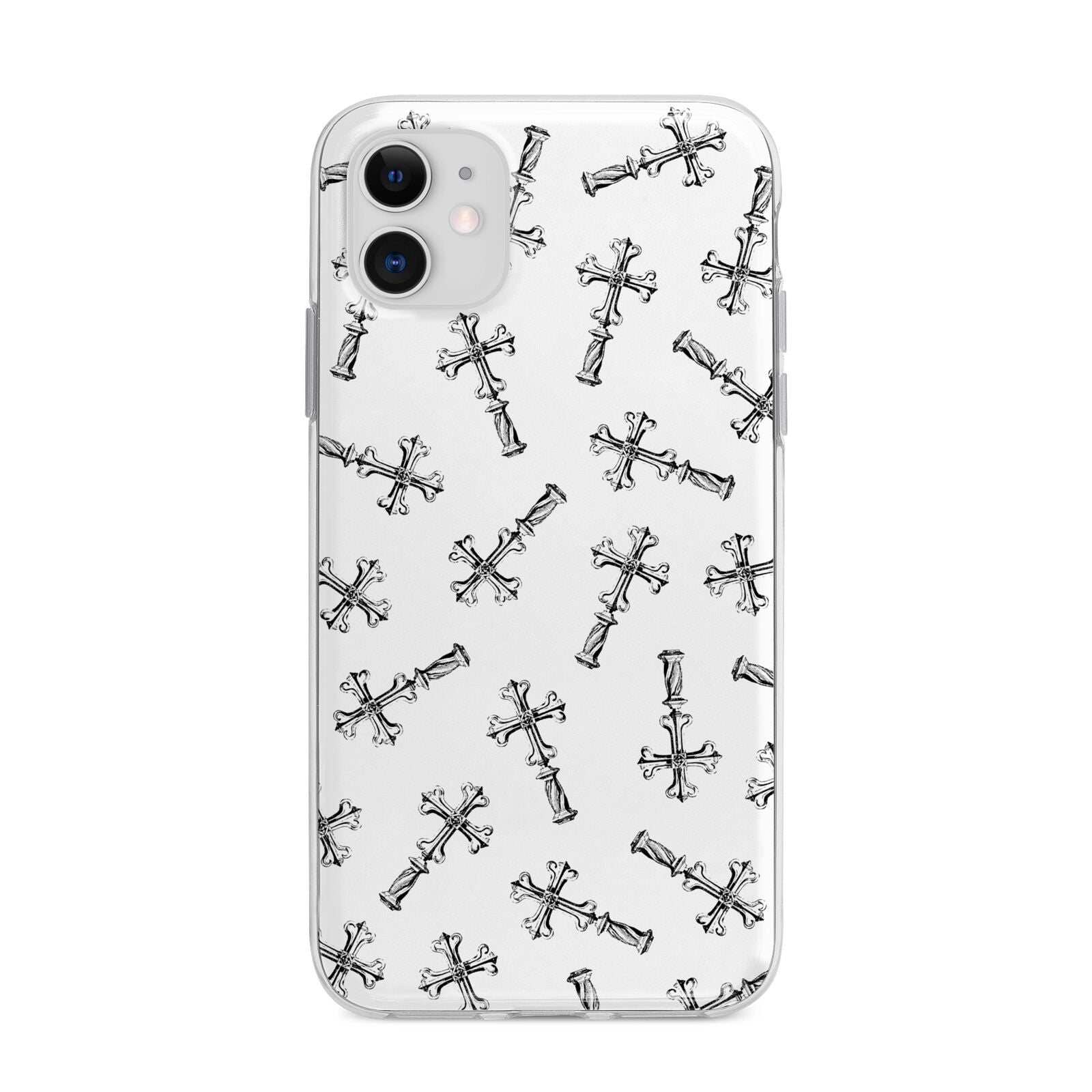 Monochrome Crosses Apple iPhone 11 in White with Bumper Case