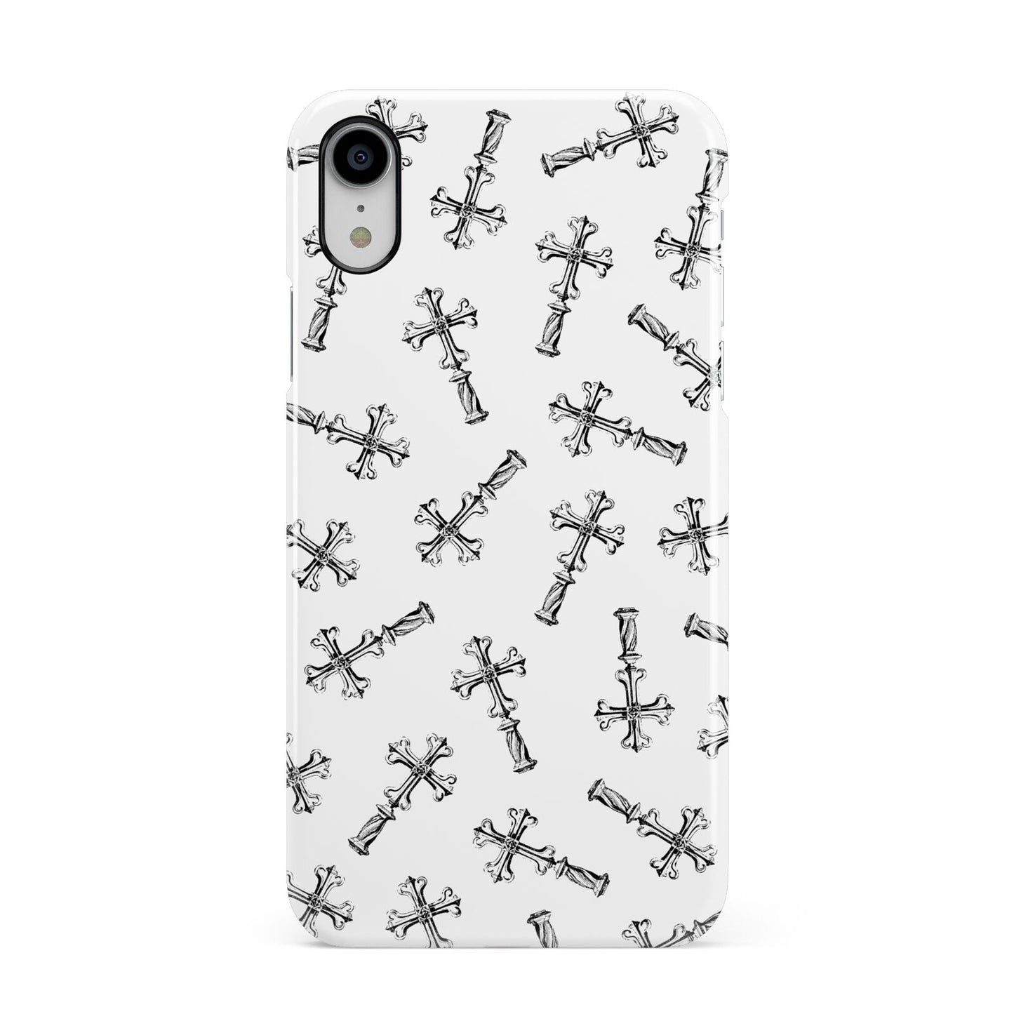 Monochrome Crosses Apple iPhone XR White 3D Snap Case