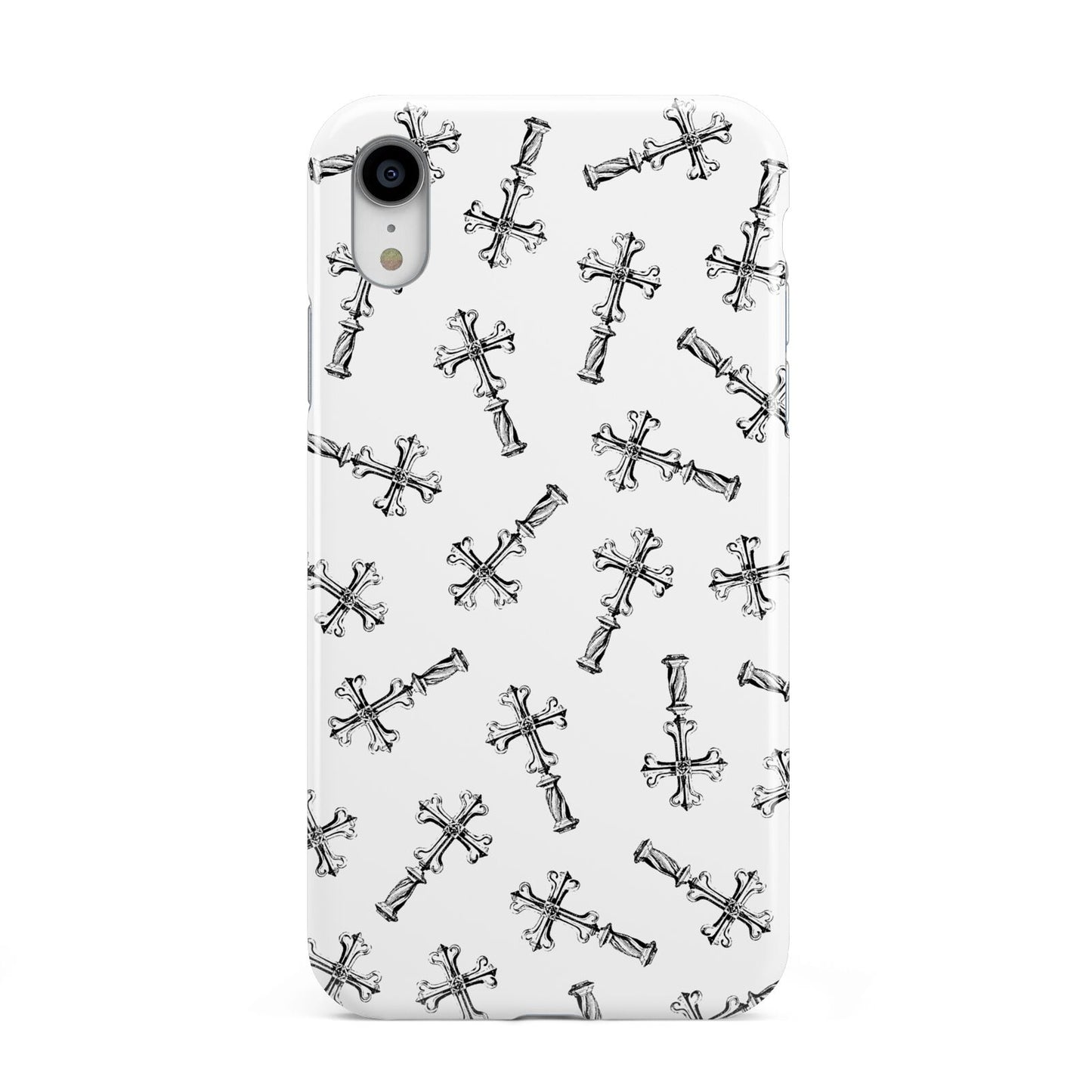 Monochrome Crosses Apple iPhone XR White 3D Tough Case