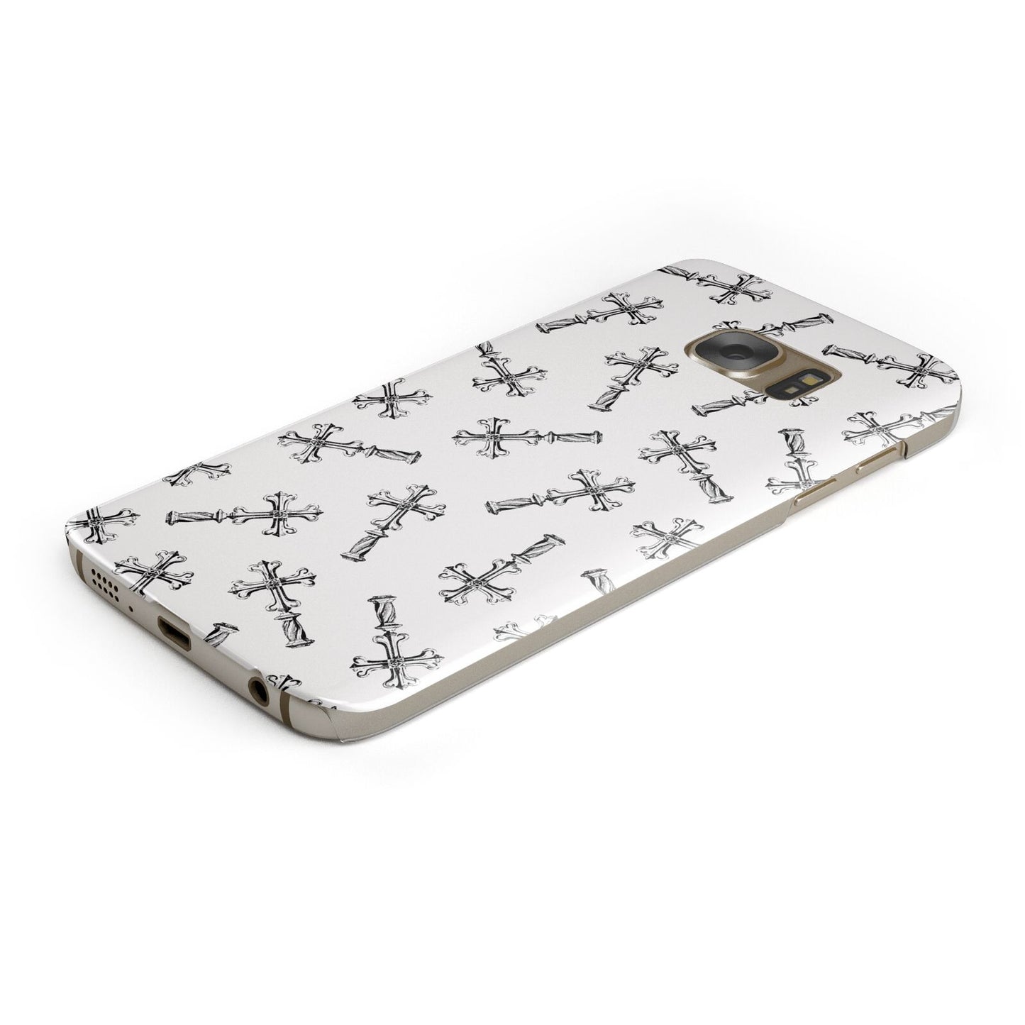 Monochrome Crosses Protective Samsung Galaxy Case Angled Image