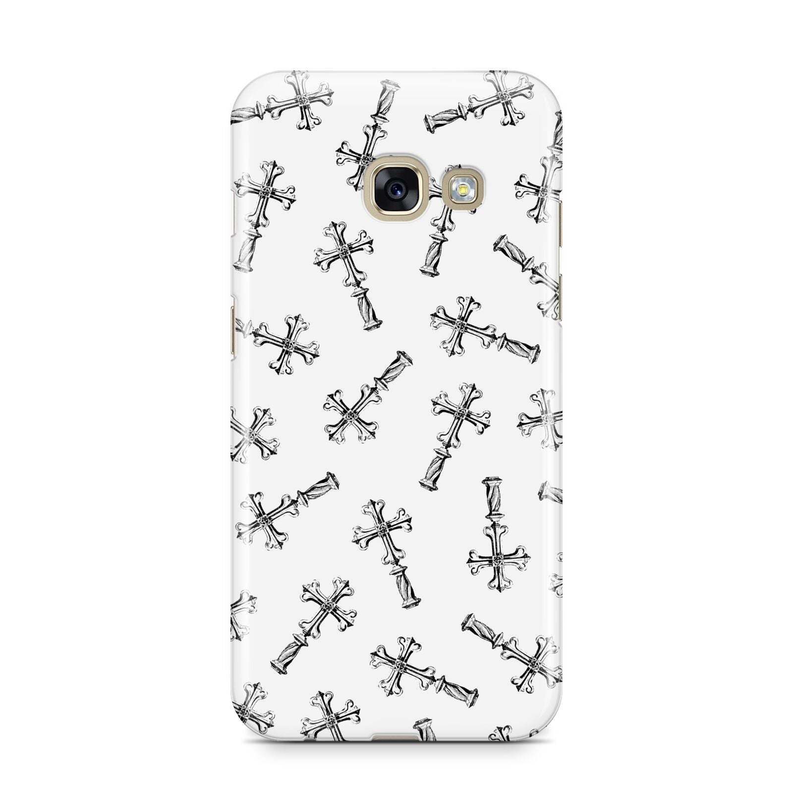 Monochrome Crosses Samsung Galaxy A3 2017 Case on gold phone