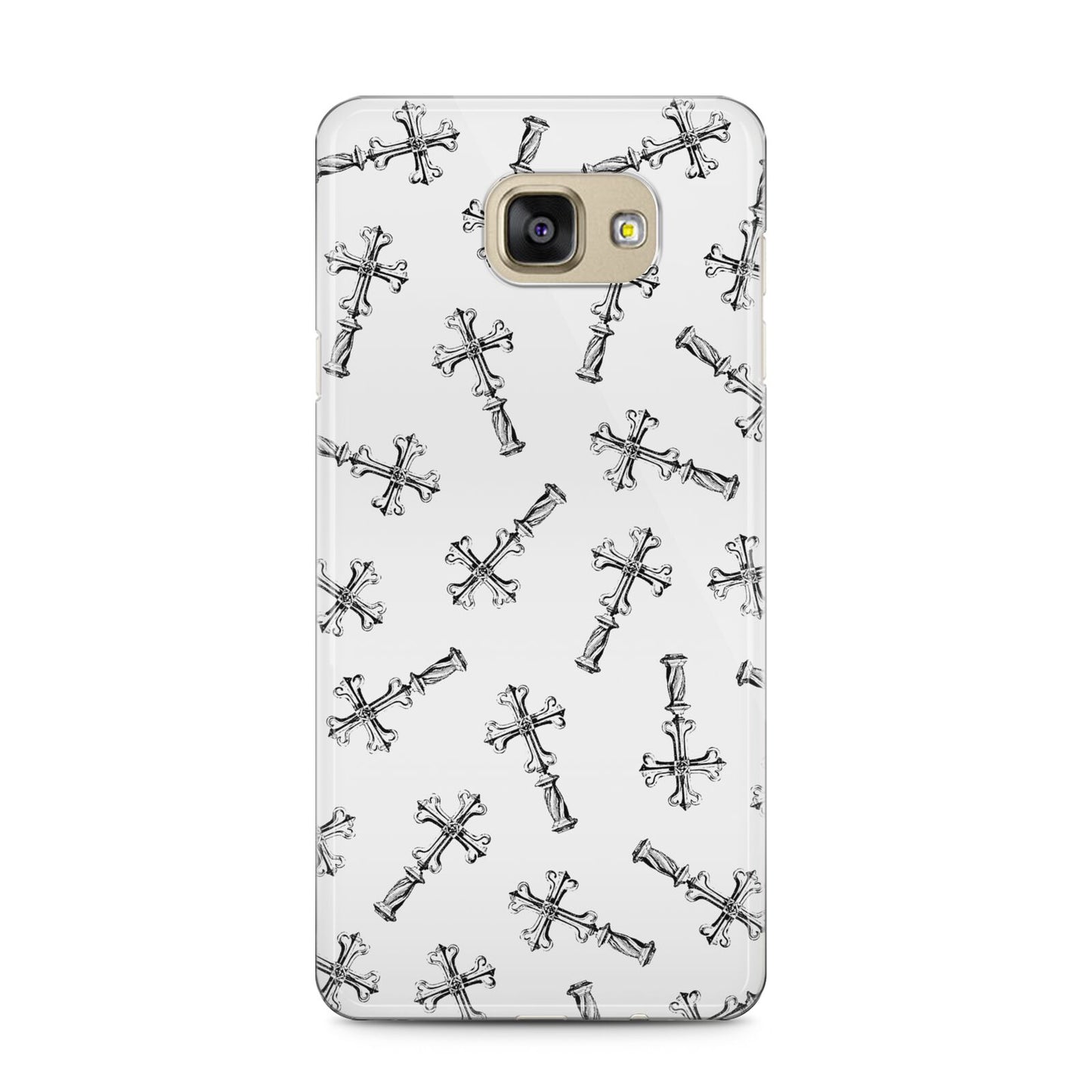 Monochrome Crosses Samsung Galaxy A5 2016 Case on gold phone