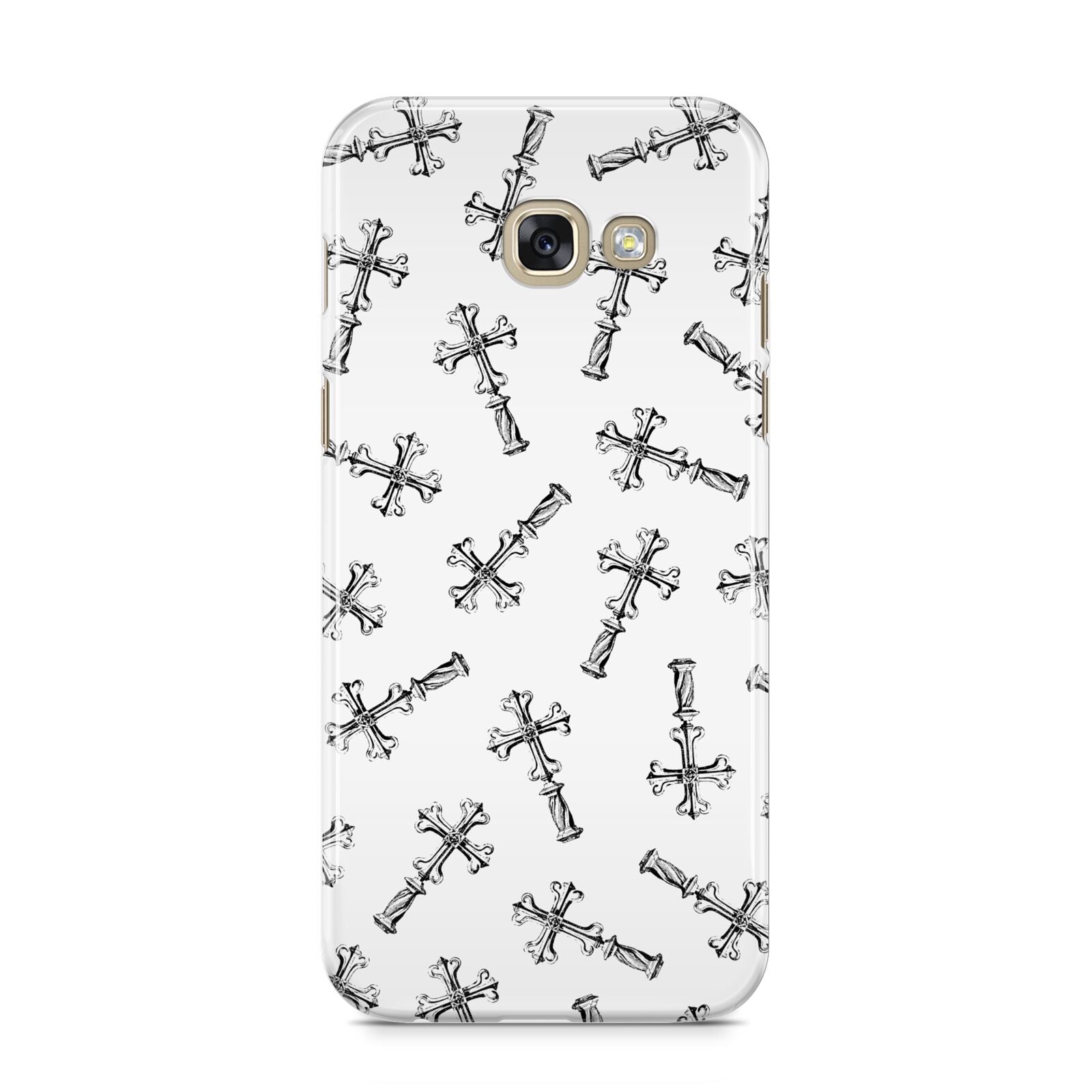 Monochrome Crosses Samsung Galaxy A5 2017 Case on gold phone