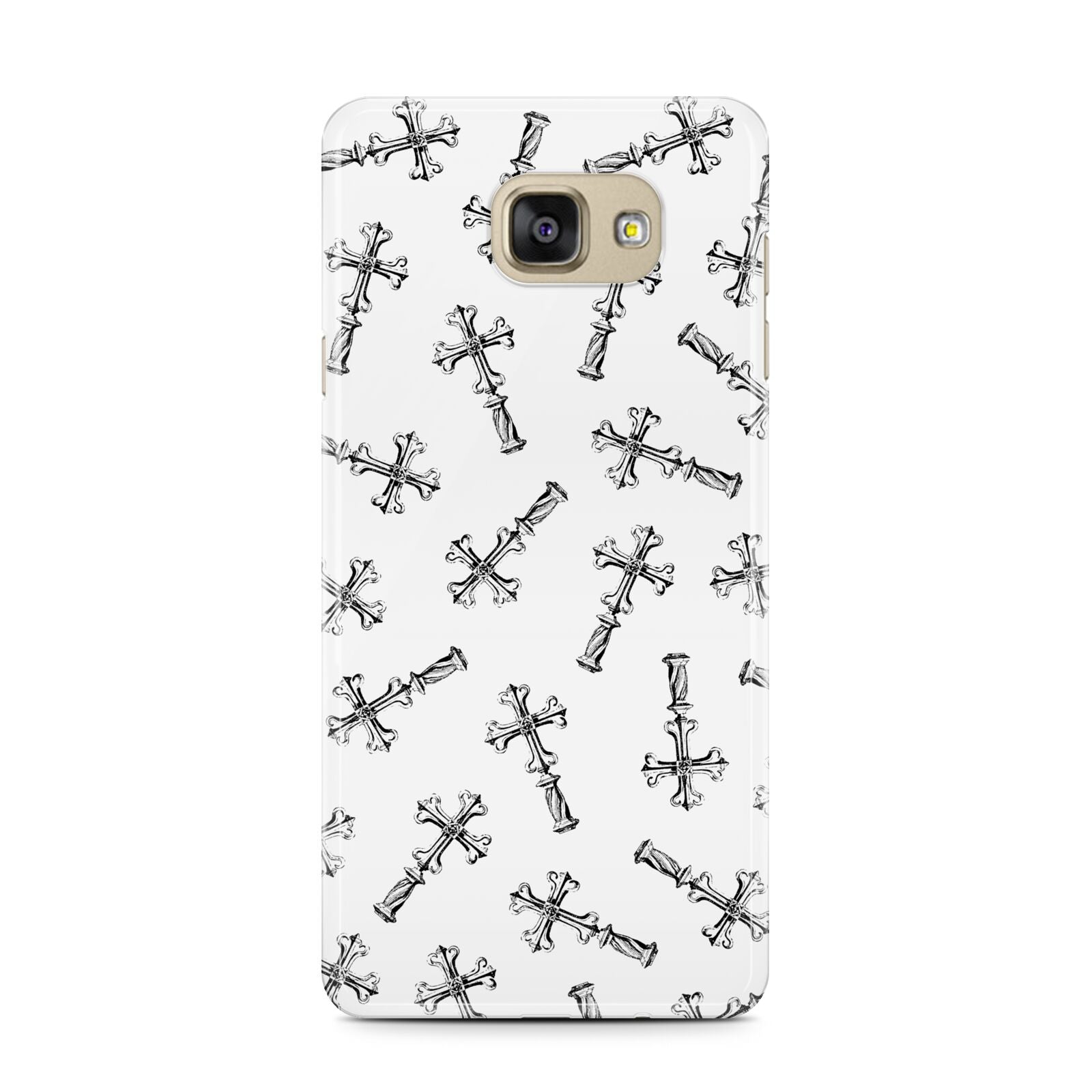 Monochrome Crosses Samsung Galaxy A7 2016 Case on gold phone