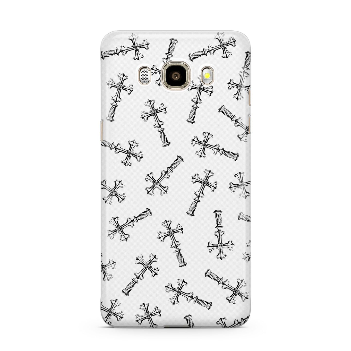 Monochrome Crosses Samsung Galaxy J7 2016 Case on gold phone