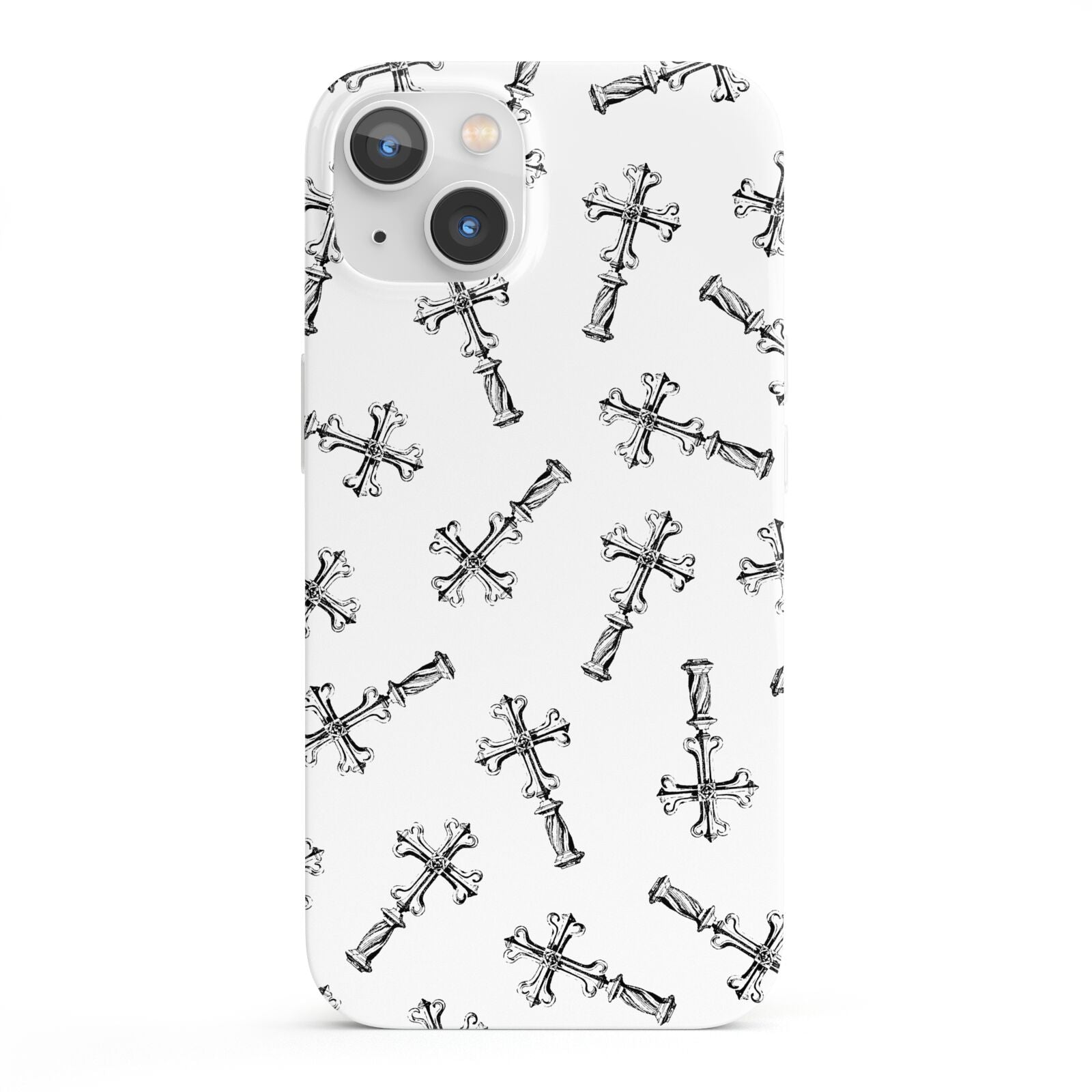 Monochrome Crosses iPhone 13 Full Wrap 3D Snap Case