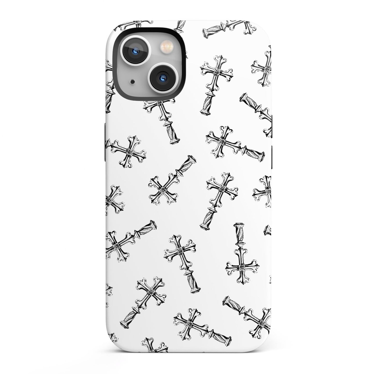 Monochrome Crosses iPhone 13 Full Wrap 3D Tough Case