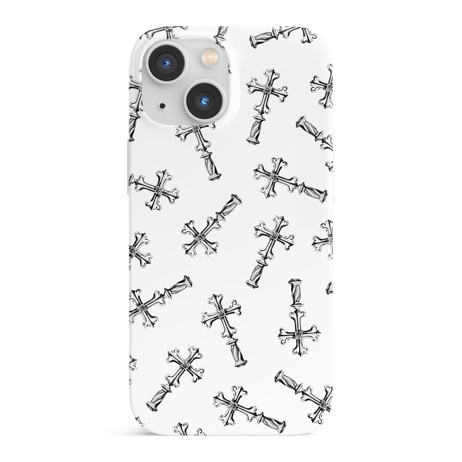 Monochrome Crosses iPhone 13 Mini Full Wrap 3D Snap Case