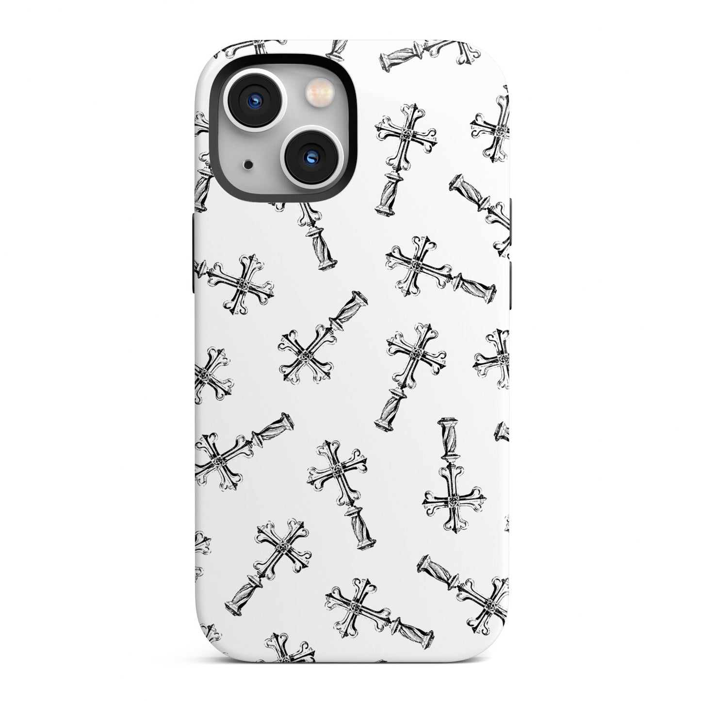 Monochrome Crosses iPhone 13 Mini Full Wrap 3D Tough Case