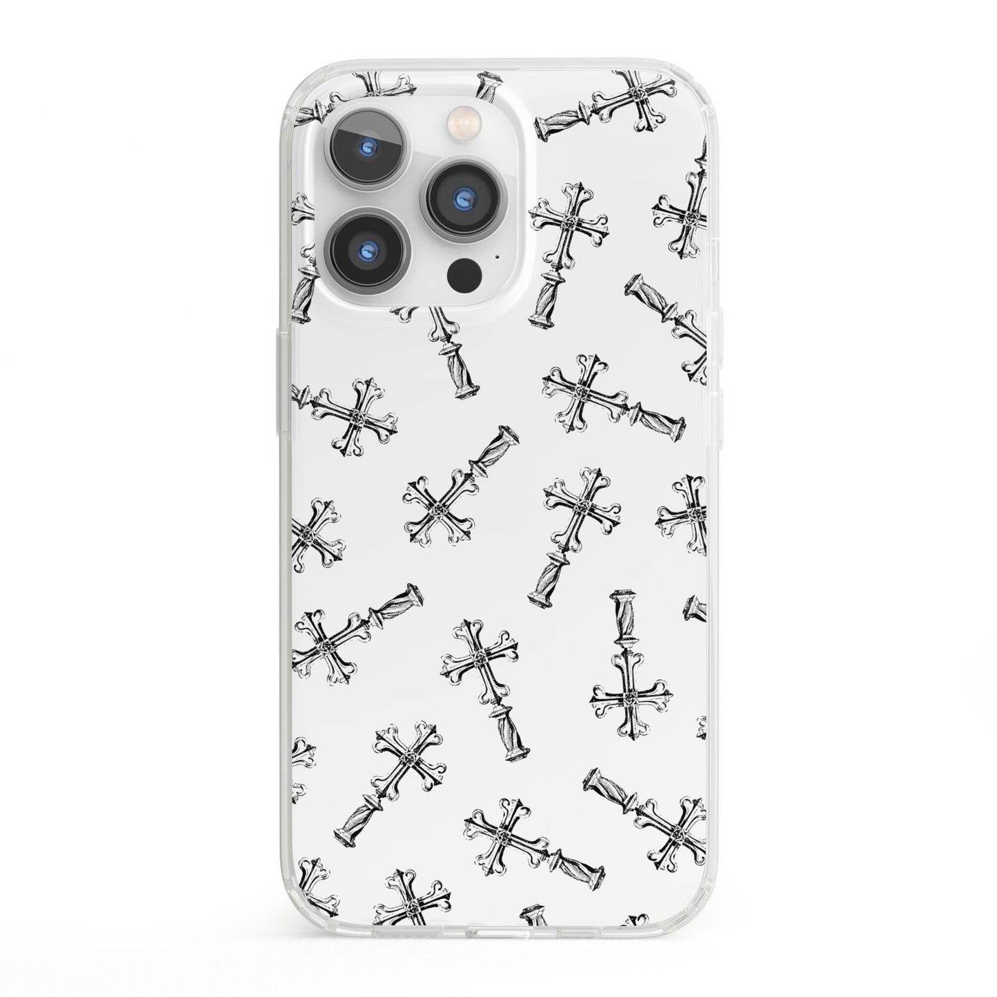 Monochrome Crosses iPhone 13 Pro Clear Bumper Case