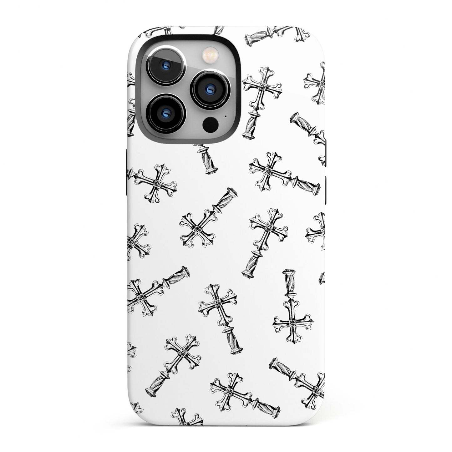 Monochrome Crosses iPhone 13 Pro Full Wrap 3D Tough Case