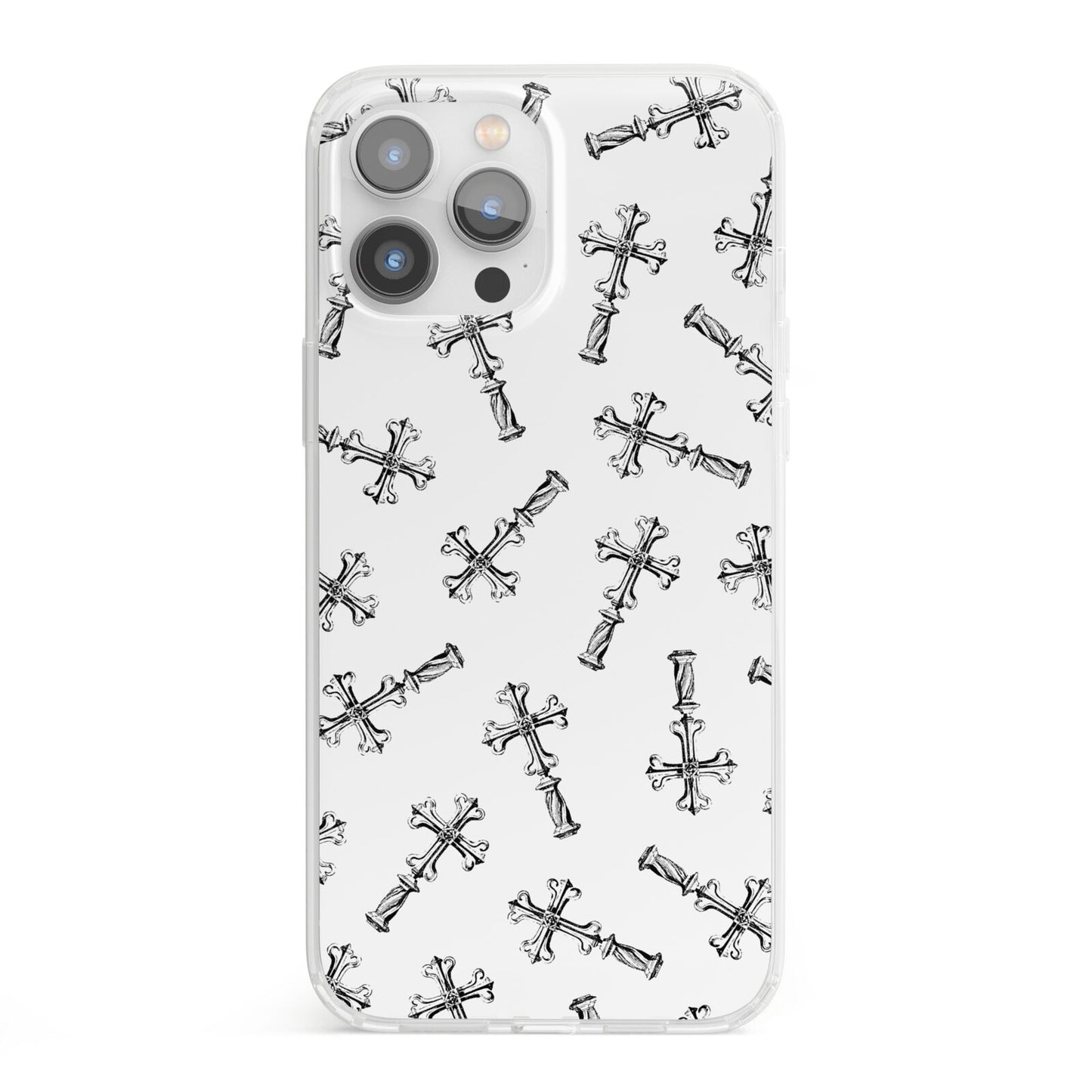 Monochrome Crosses iPhone 13 Pro Max Clear Bumper Case