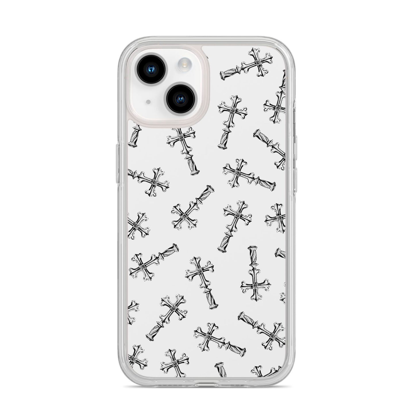 Monochrome Crosses iPhone 14 Clear Tough Case Starlight