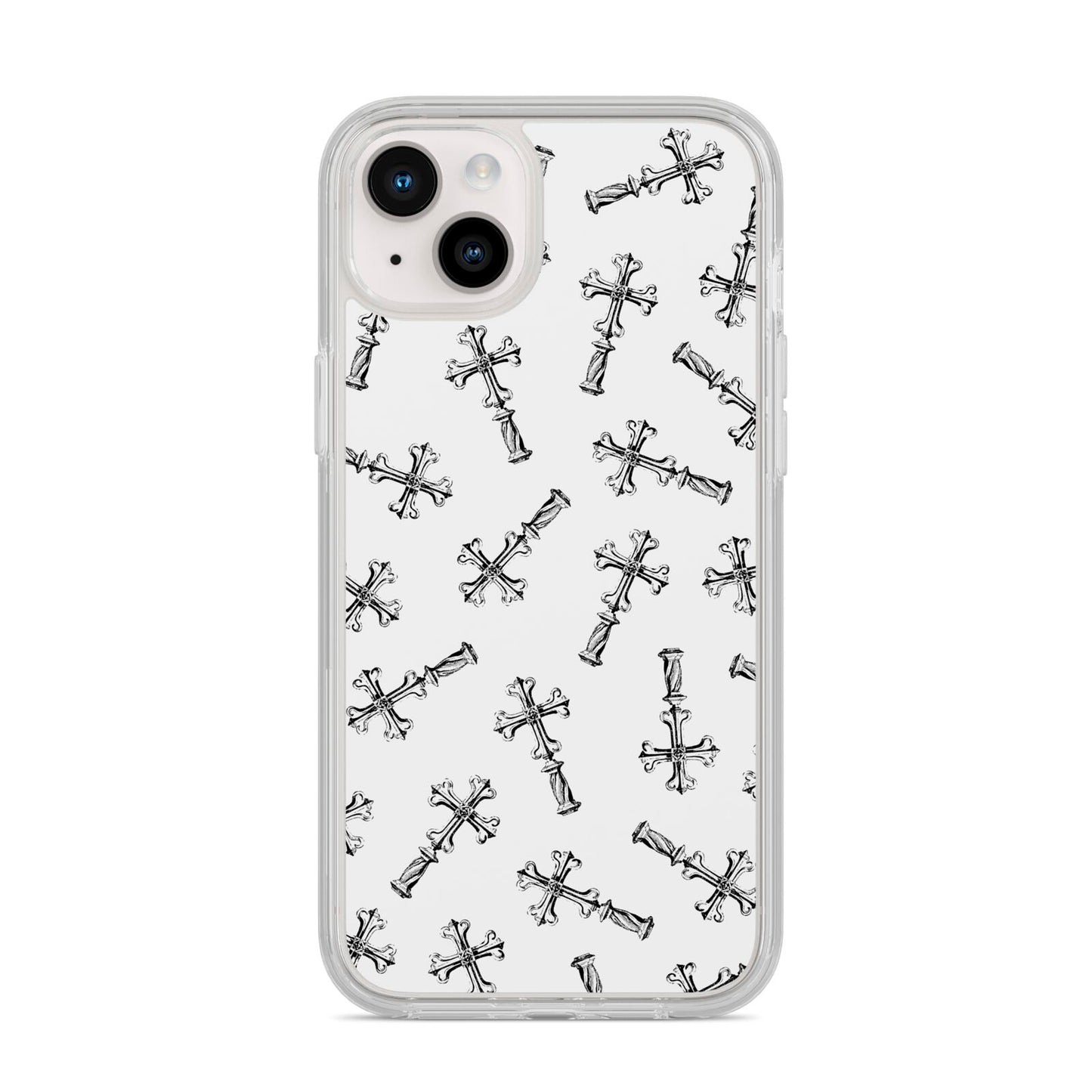 Monochrome Crosses iPhone 14 Plus Clear Tough Case Starlight