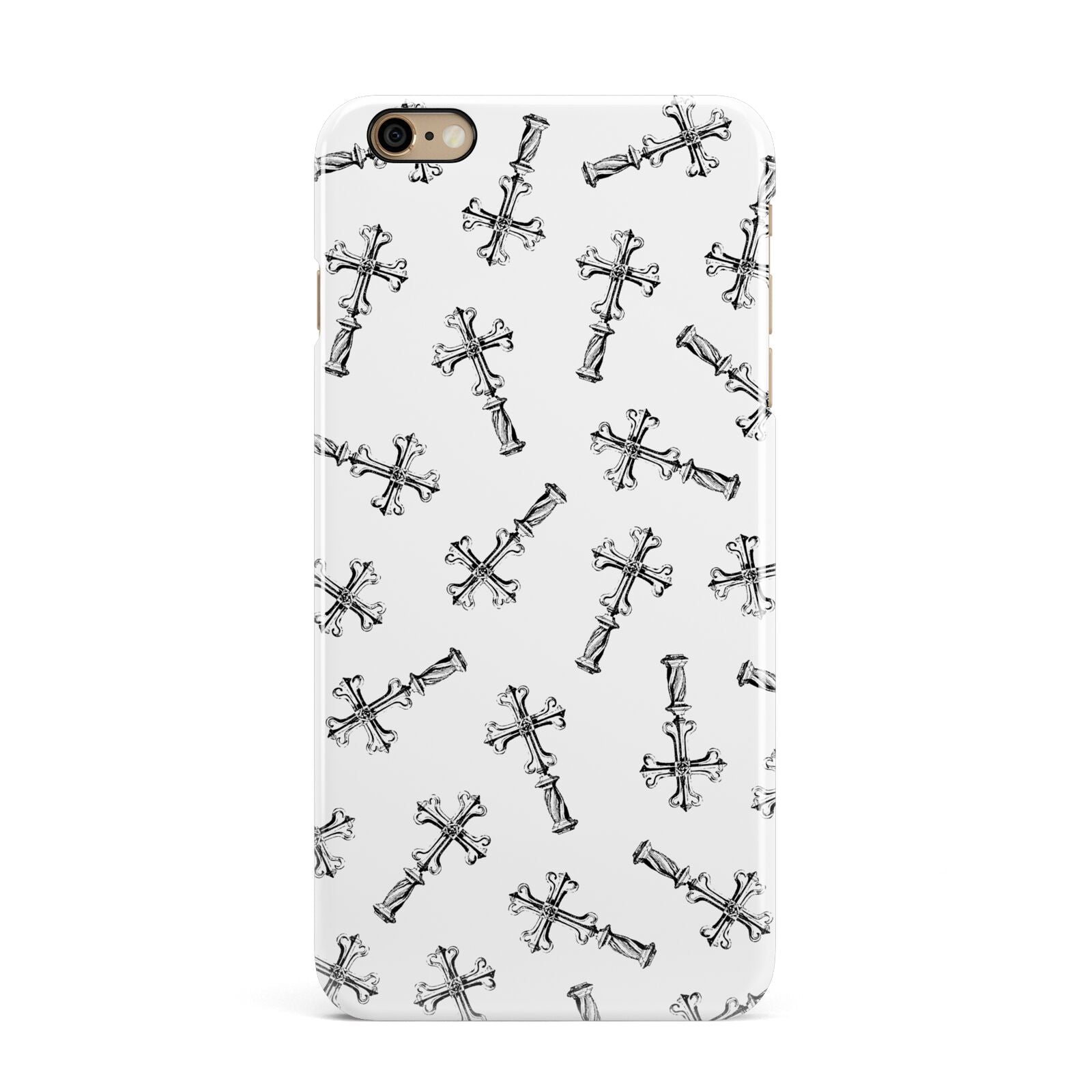 Monochrome Crosses iPhone 6 Plus 3D Snap Case on Gold Phone