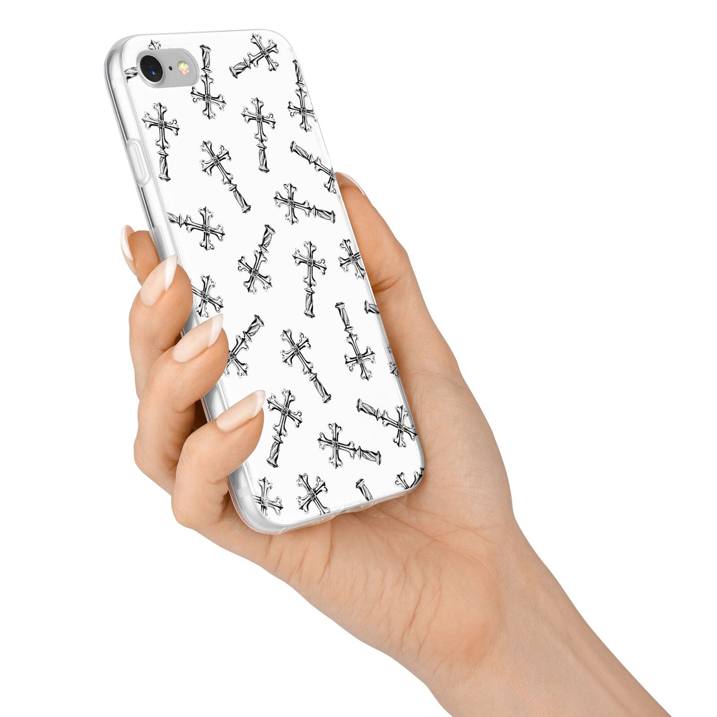 Monochrome Crosses iPhone 7 Bumper Case on Silver iPhone Alternative Image