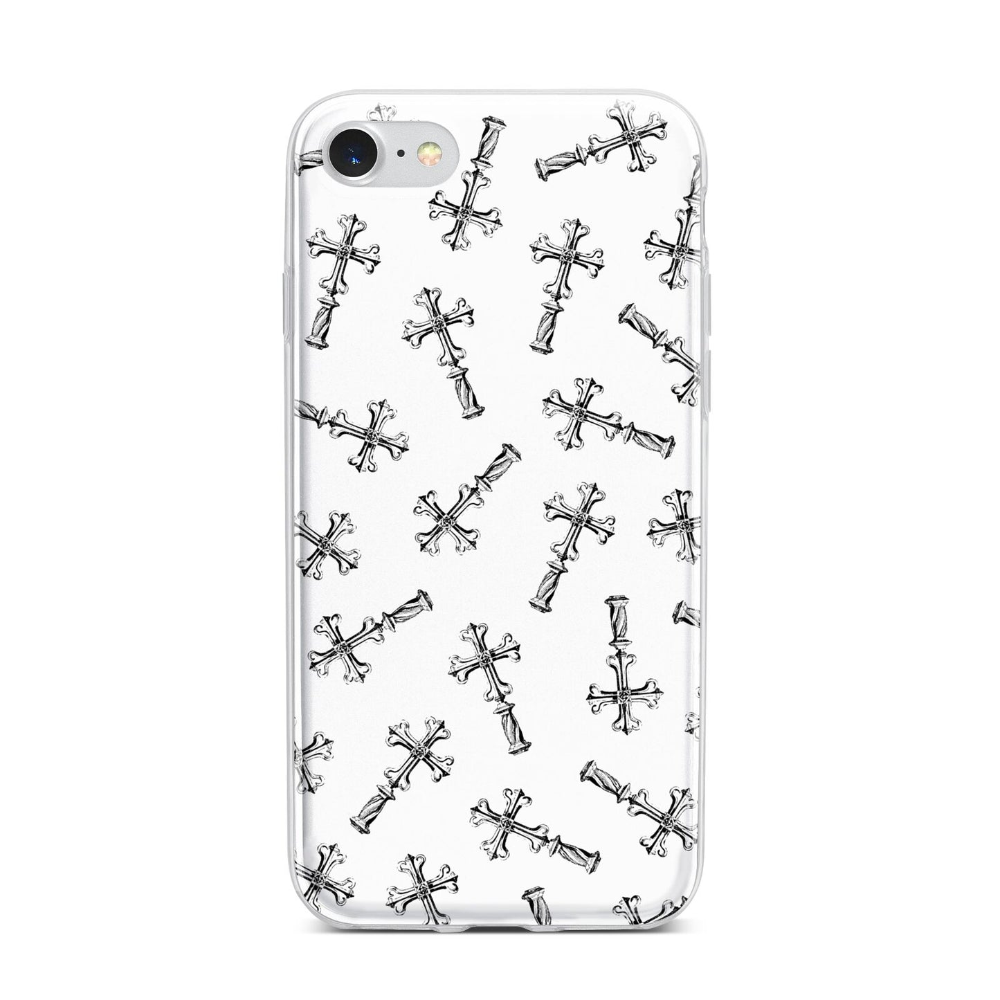 Monochrome Crosses iPhone 7 Bumper Case on Silver iPhone