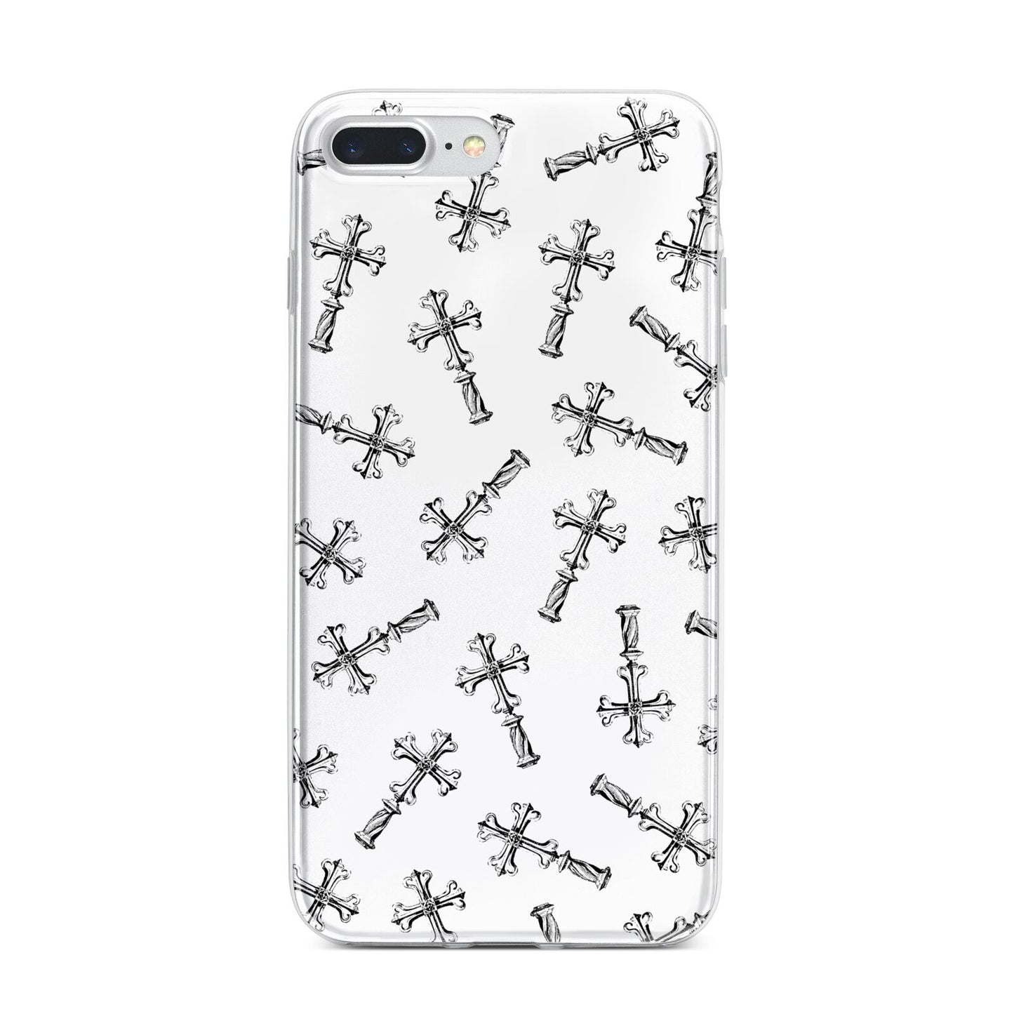 Monochrome Crosses iPhone 7 Plus Bumper Case on Silver iPhone