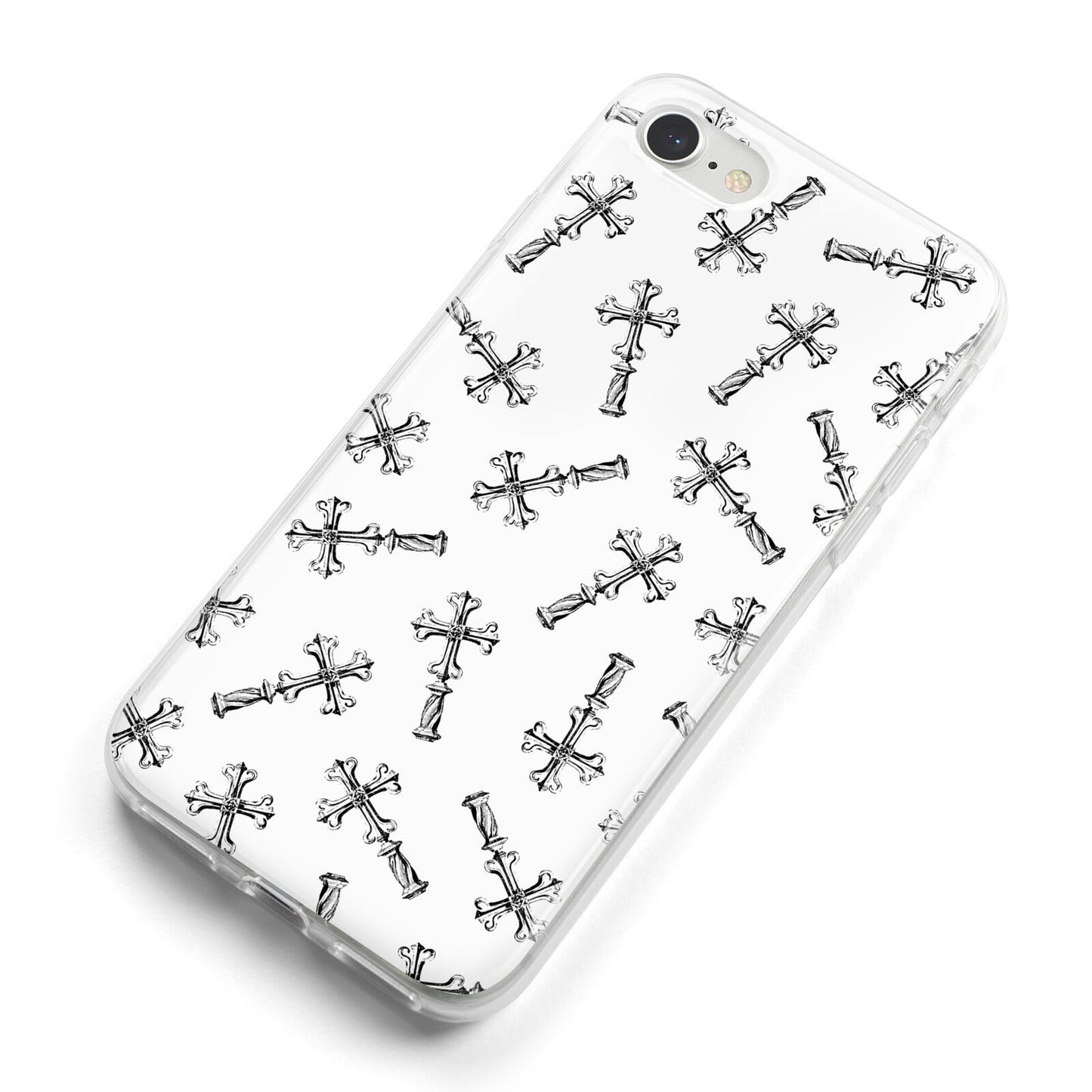 Monochrome Crosses iPhone 8 Bumper Case on Silver iPhone Alternative Image