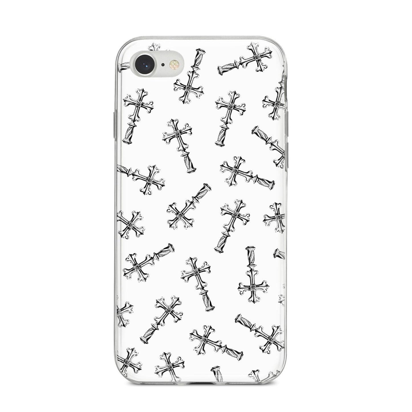 Monochrome Crosses iPhone 8 Bumper Case on Silver iPhone