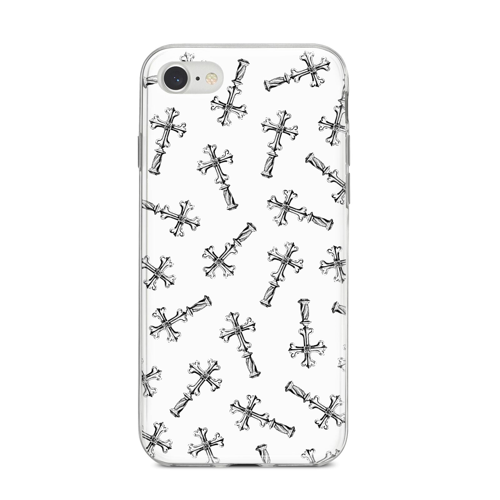 Monochrome Crosses iPhone 8 Bumper Case on Silver iPhone