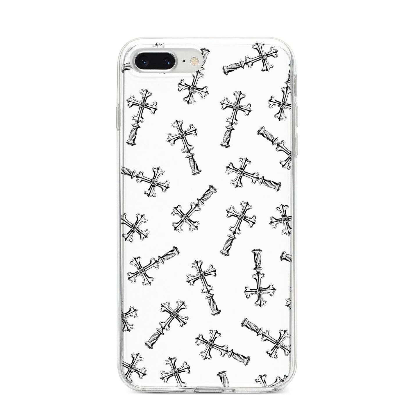 Monochrome Crosses iPhone 8 Plus Bumper Case on Silver iPhone