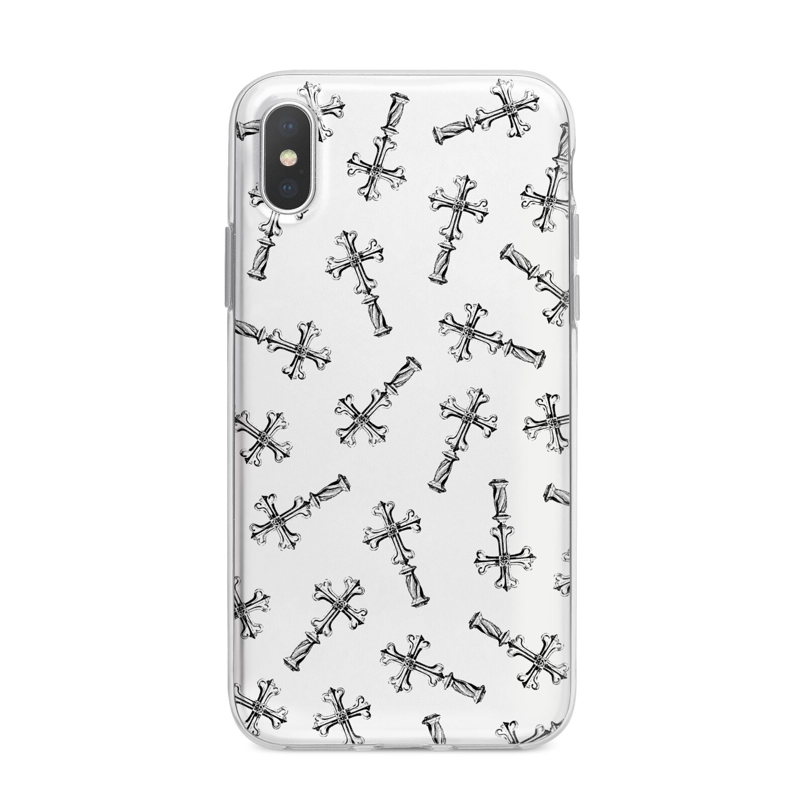 Monochrome Crosses iPhone X Bumper Case on Silver iPhone Alternative Image 1