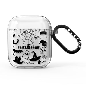 Monochrome Halloween Illustrations AirPods Case