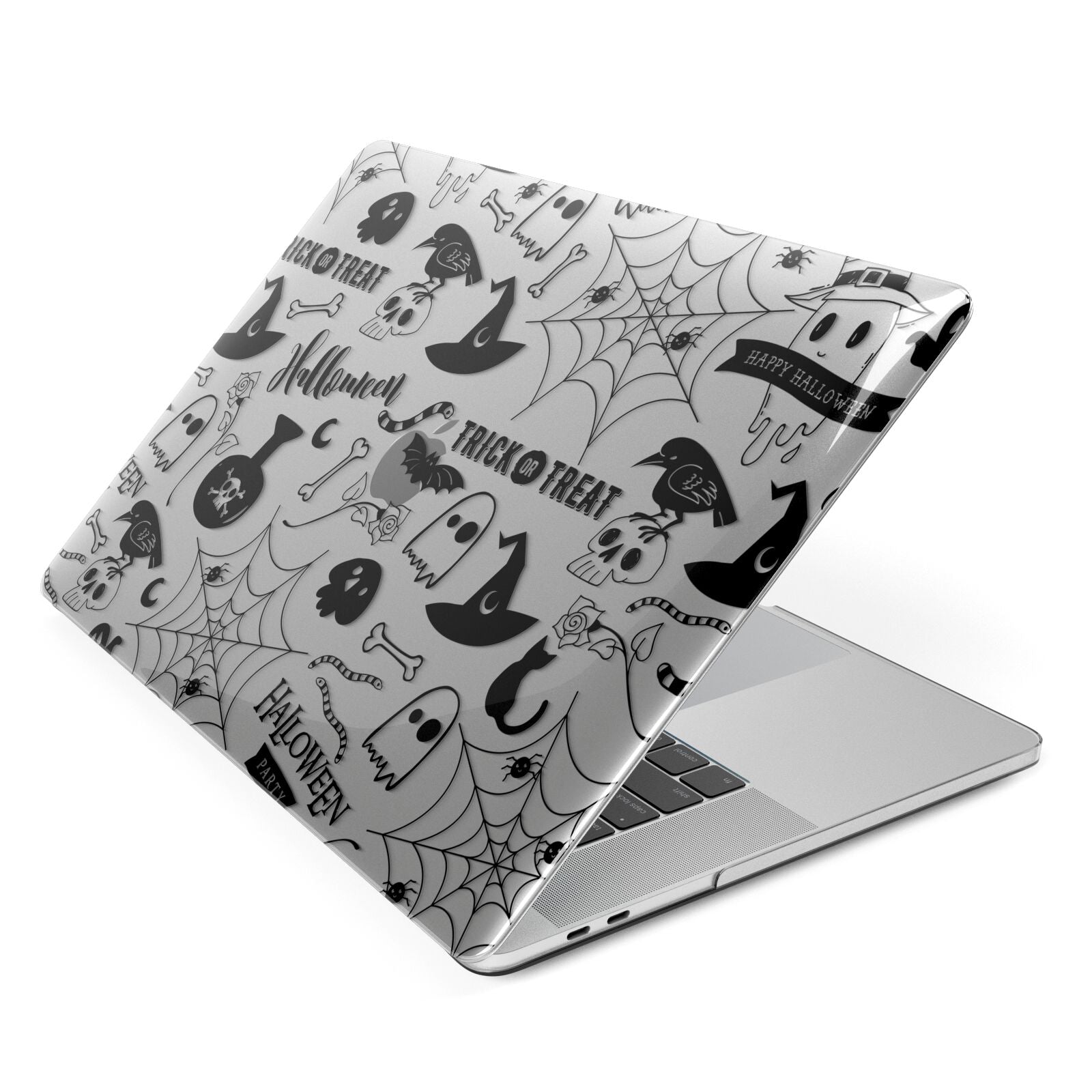 Monochrome Halloween Illustrations Apple MacBook Case Side View