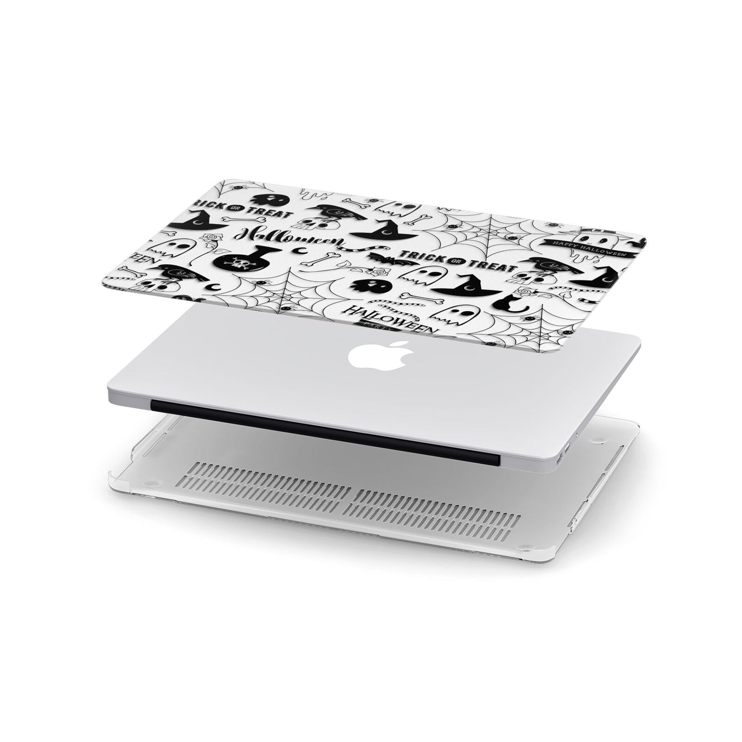 Monochrome Halloween Illustrations Apple MacBook Case in Detail