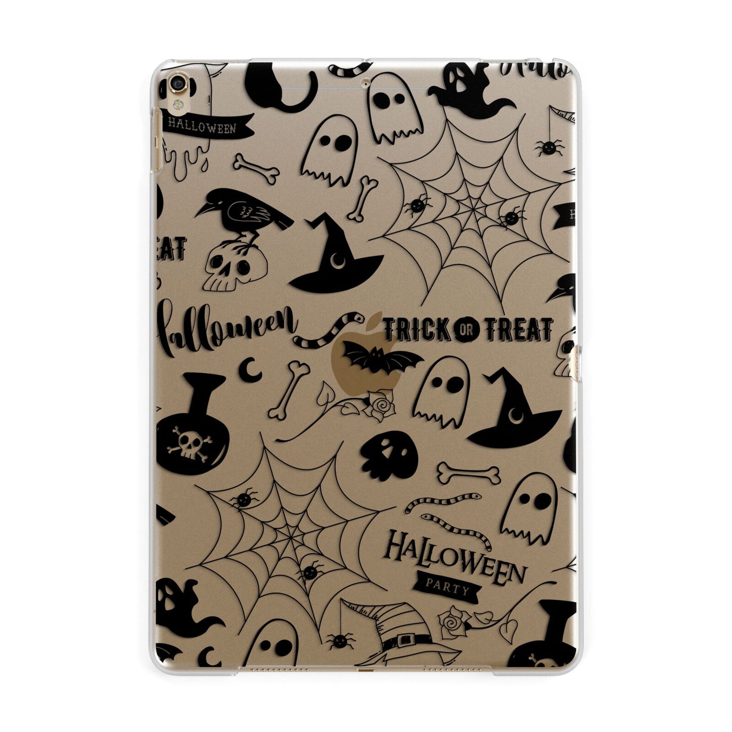 Monochrome Halloween Illustrations Apple iPad Gold Case