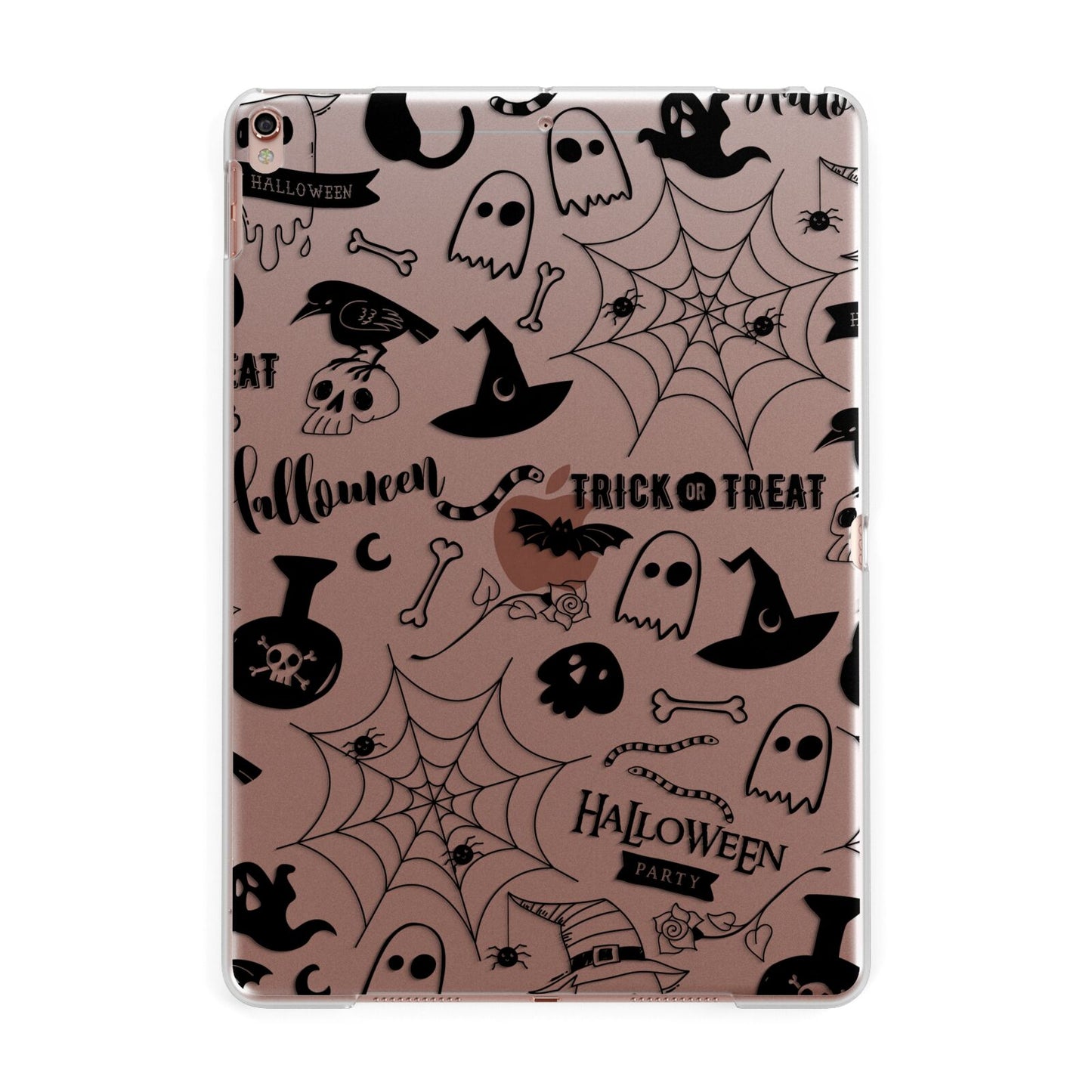 Monochrome Halloween Illustrations Apple iPad Rose Gold Case