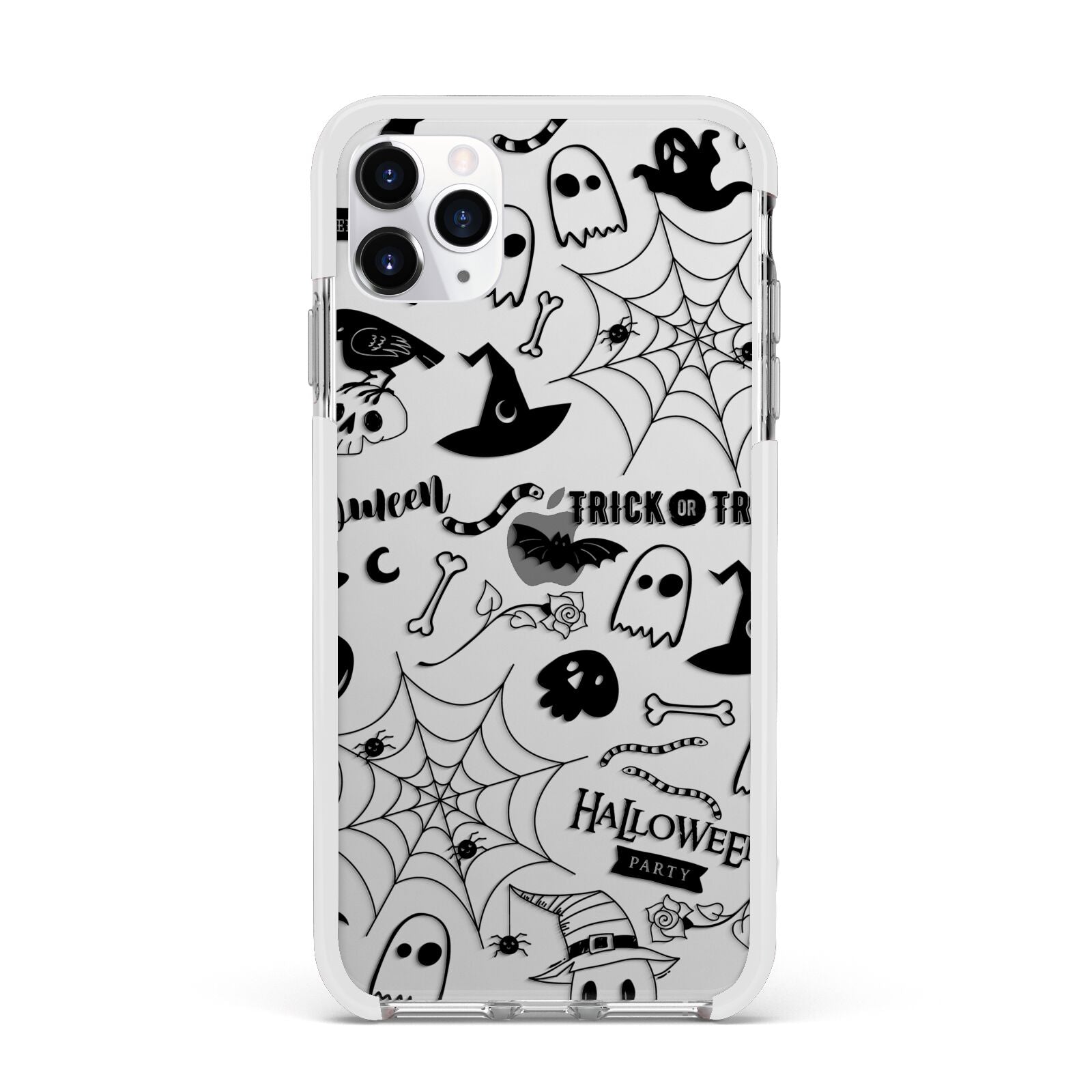 Monochrome Halloween Illustrations Apple iPhone 11 Pro Max in Silver with White Impact Case